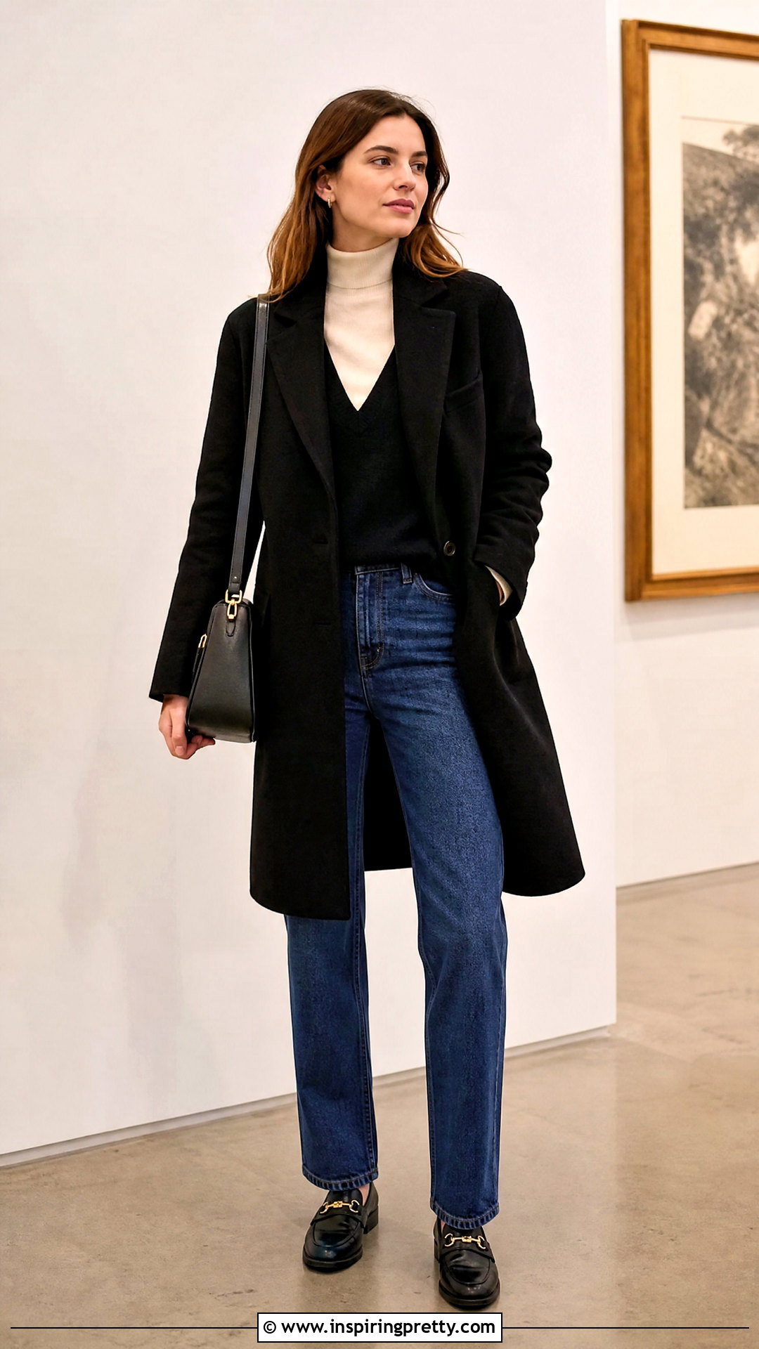 Black V Neck Top With Turtleneck Layer - 50 black v neck top outfit ideas