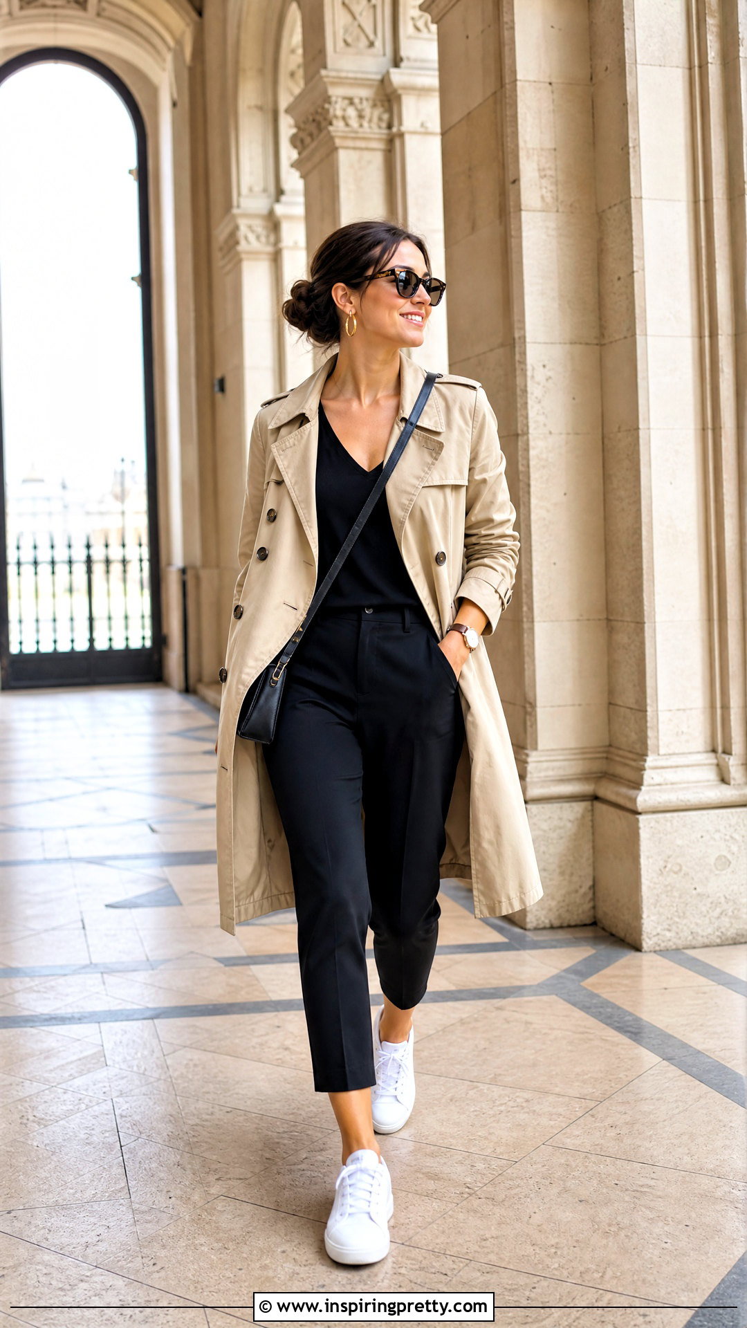 Black V Neck Top With White Sneakers - 50 black v neck top outfit ideas
