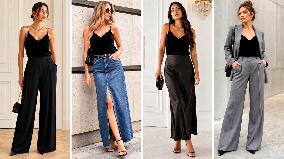 20 Black Velvet Cami Top Outfit Ideas Luxe Party Looks