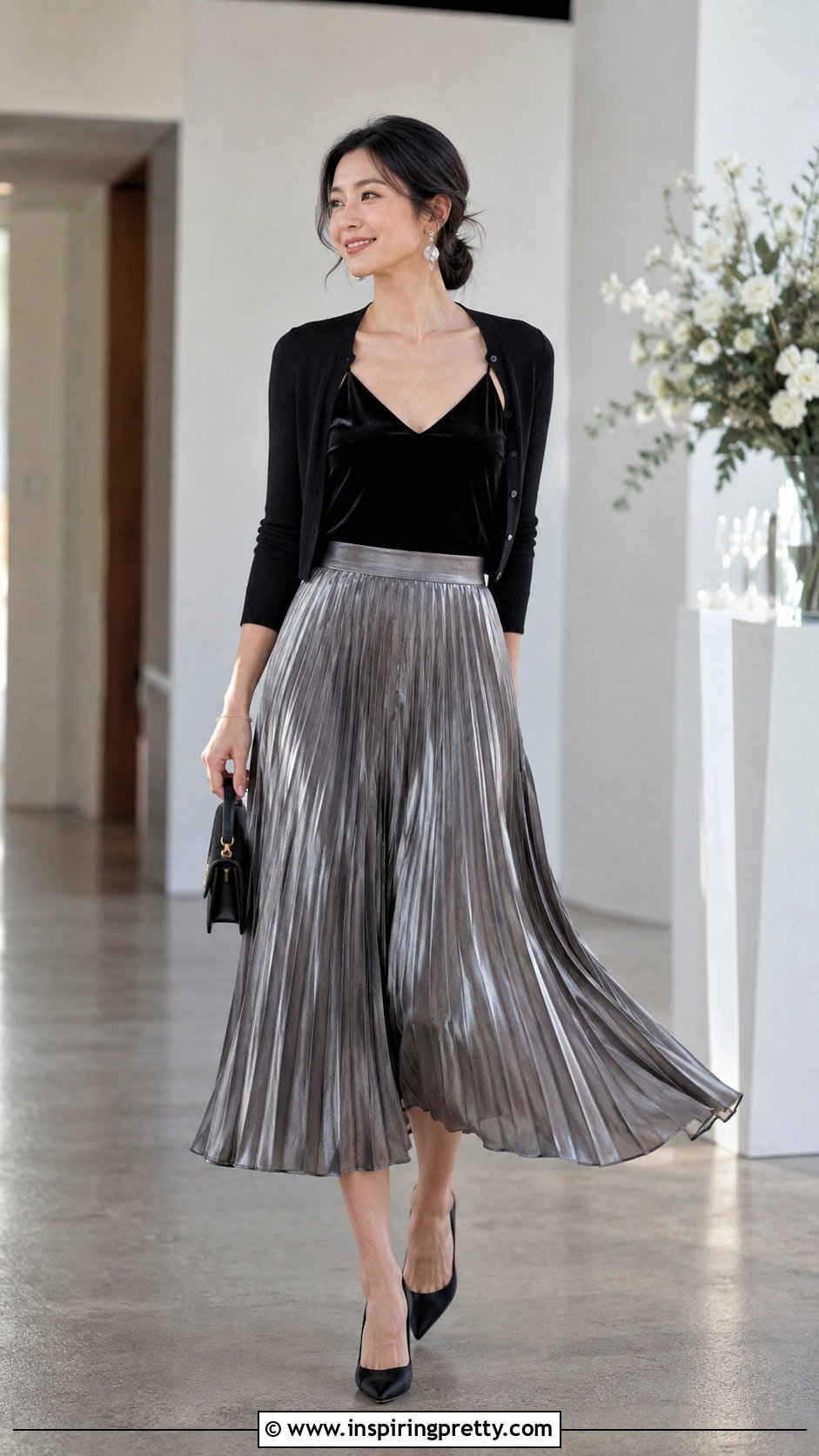 Black Velvet Cami Top With Cargo Pants - 20 black velvet cami top outfit ideas