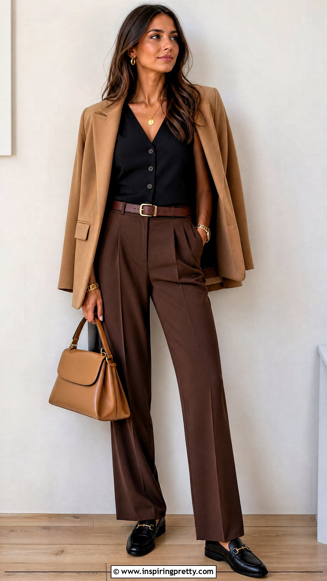 Black Vest Top With Brown Trousers - 50 black vest top outfit ideas