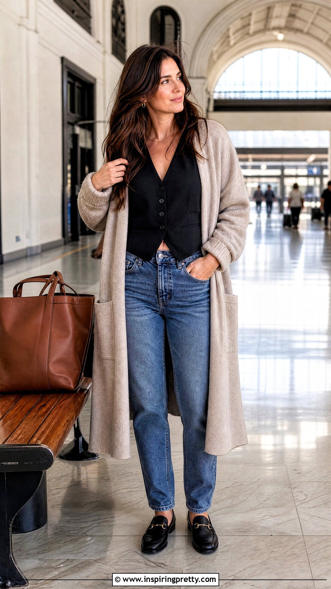 Black Vest Top With Long Cardigan - 50 black vest top outfit ideas