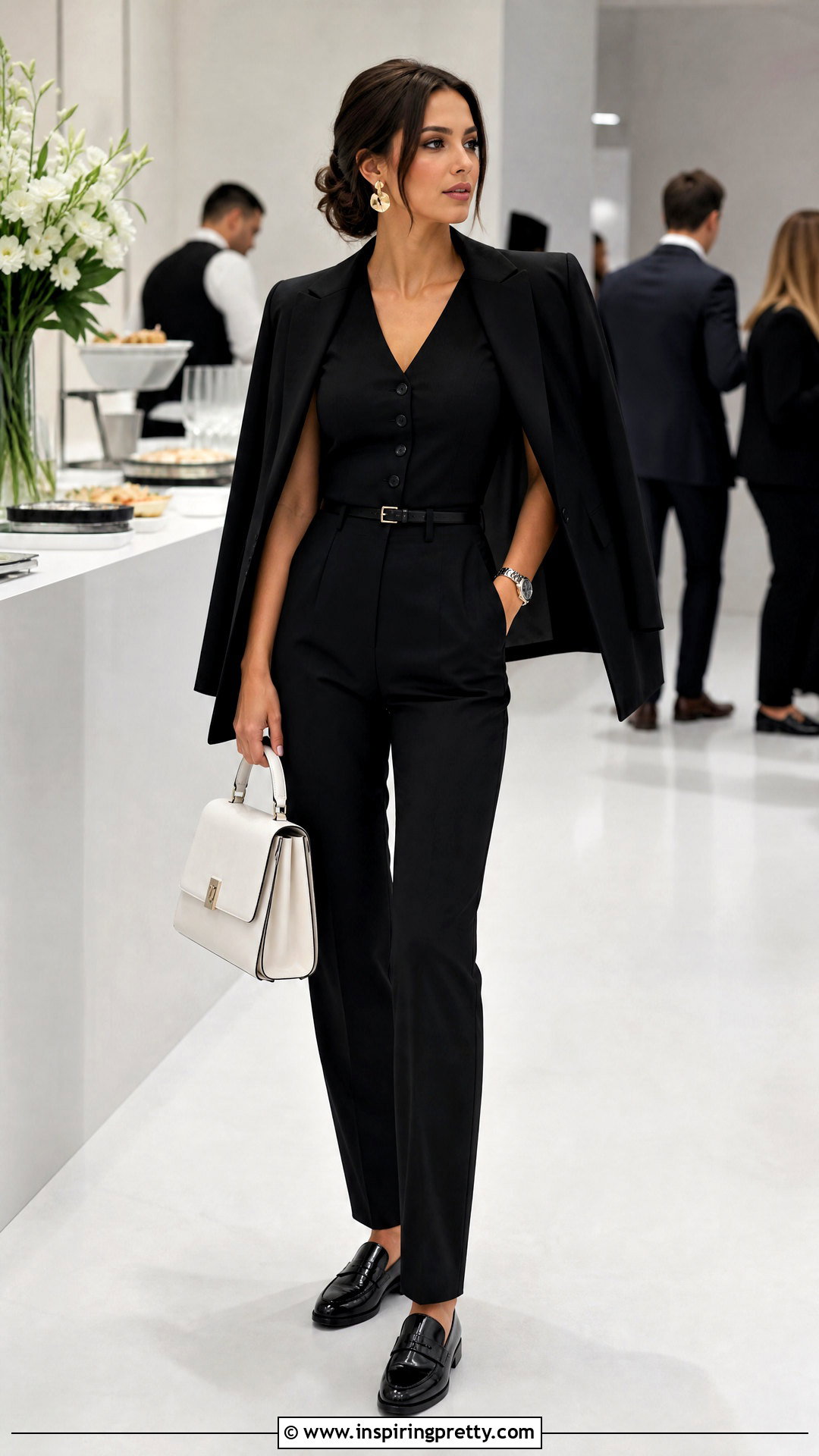 Black Vest Top With Tailored Trousers - 25 Dua Lipa Black Top outfit ideas