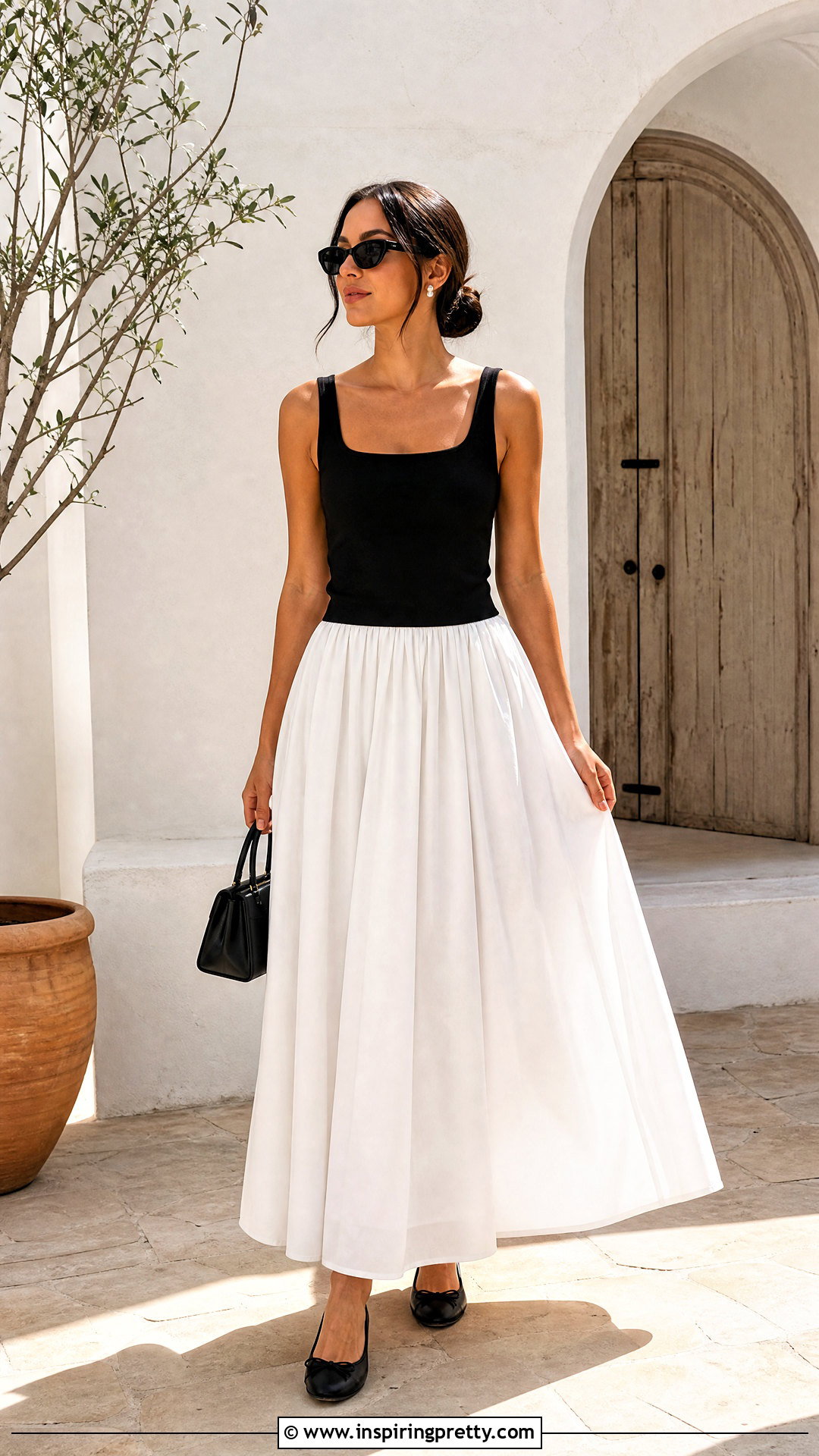 Black Vest Top With White Maxi Skirt - 50 black vest top outfit ideas
