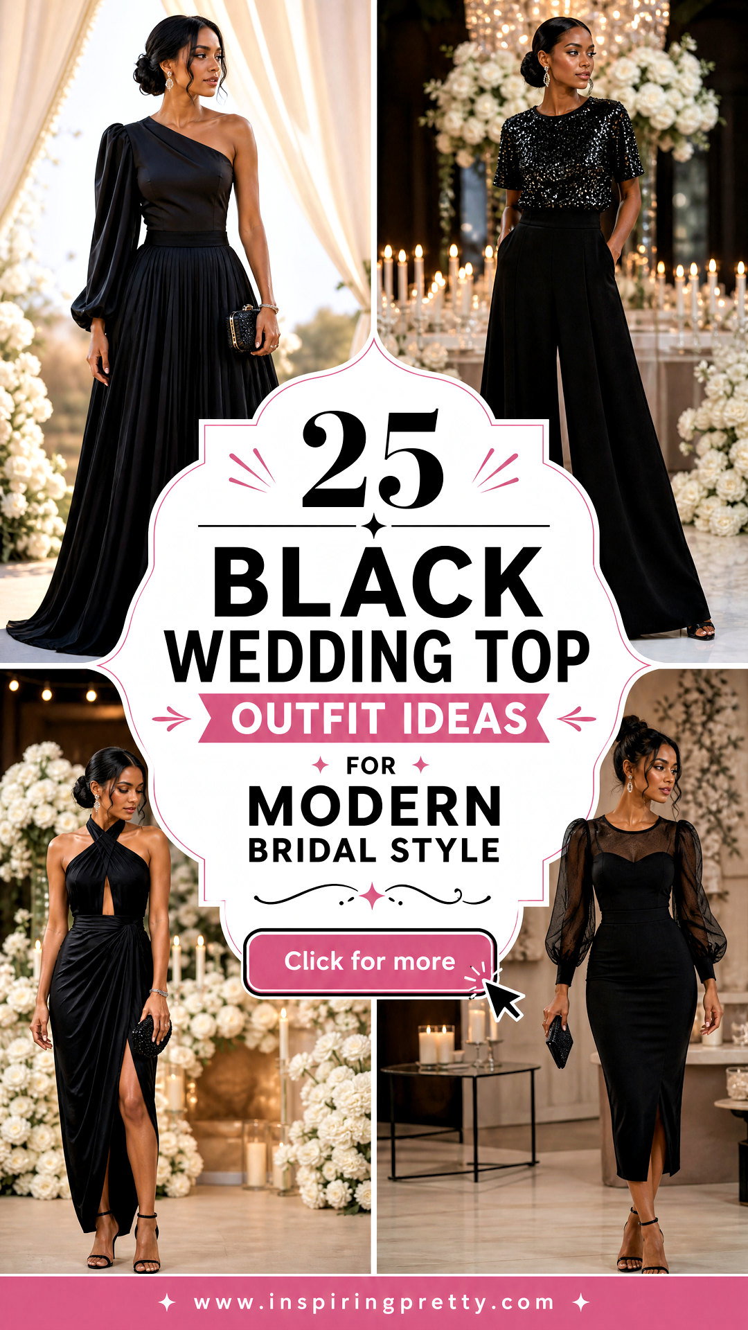 25 Black Wedding Top Outfit Ideas for Modern Bridal Style - 25 Black Wedding Top Outfit Ideas for Modern Bridal Style