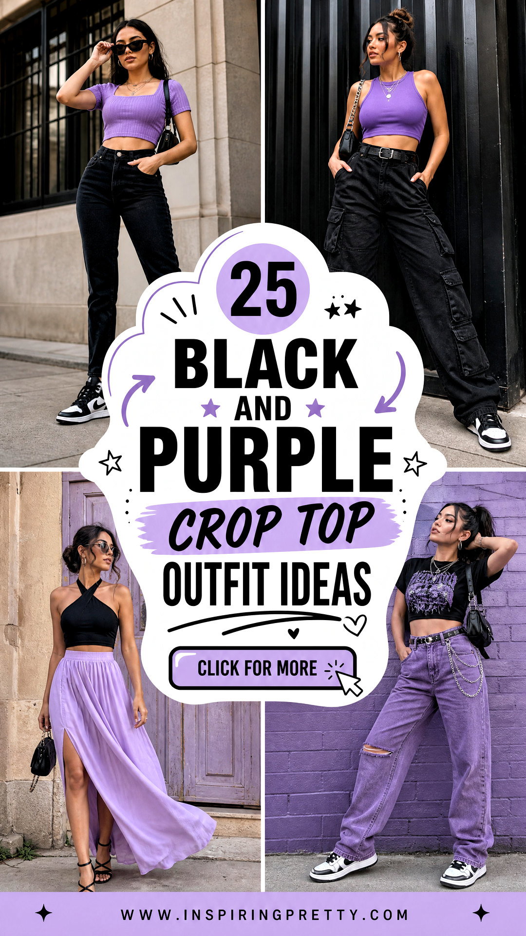 25 Black and Purple Crop Top Outfit Ideas for Bold Style - 25 Black and Purple Crop Top Outfit Ideas for Bold Style