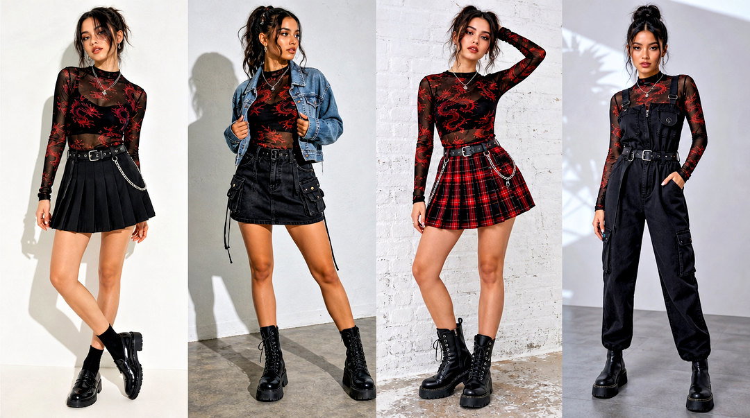 25 Black and Red Mesh Top Outfit Ideas for Edgy Night Looks