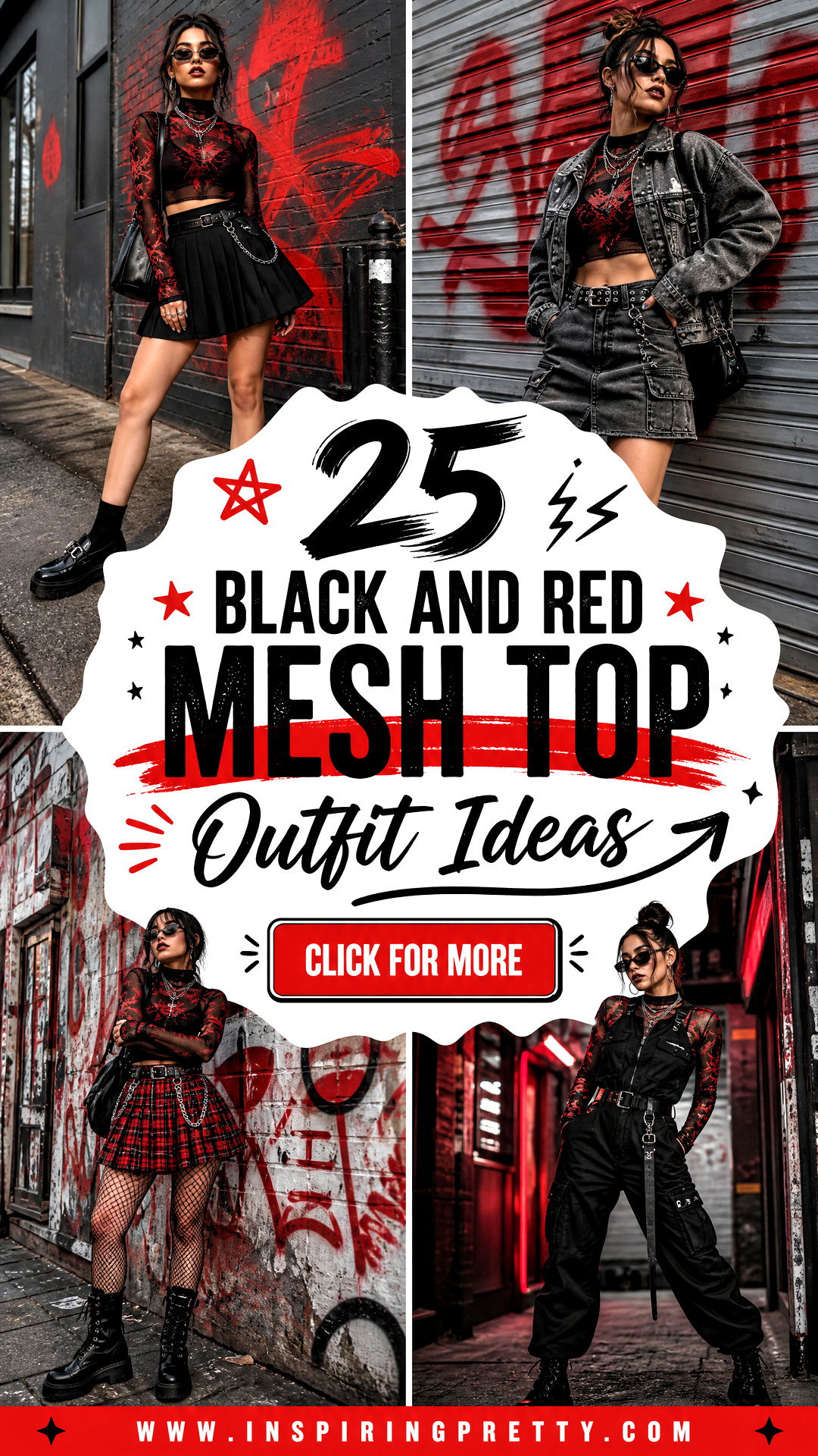 25 Black and Red Mesh Top Outfit Ideas for Edgy Night Looks - 25 Black and Red Mesh Top Outfit Ideas for Edgy Night Looks