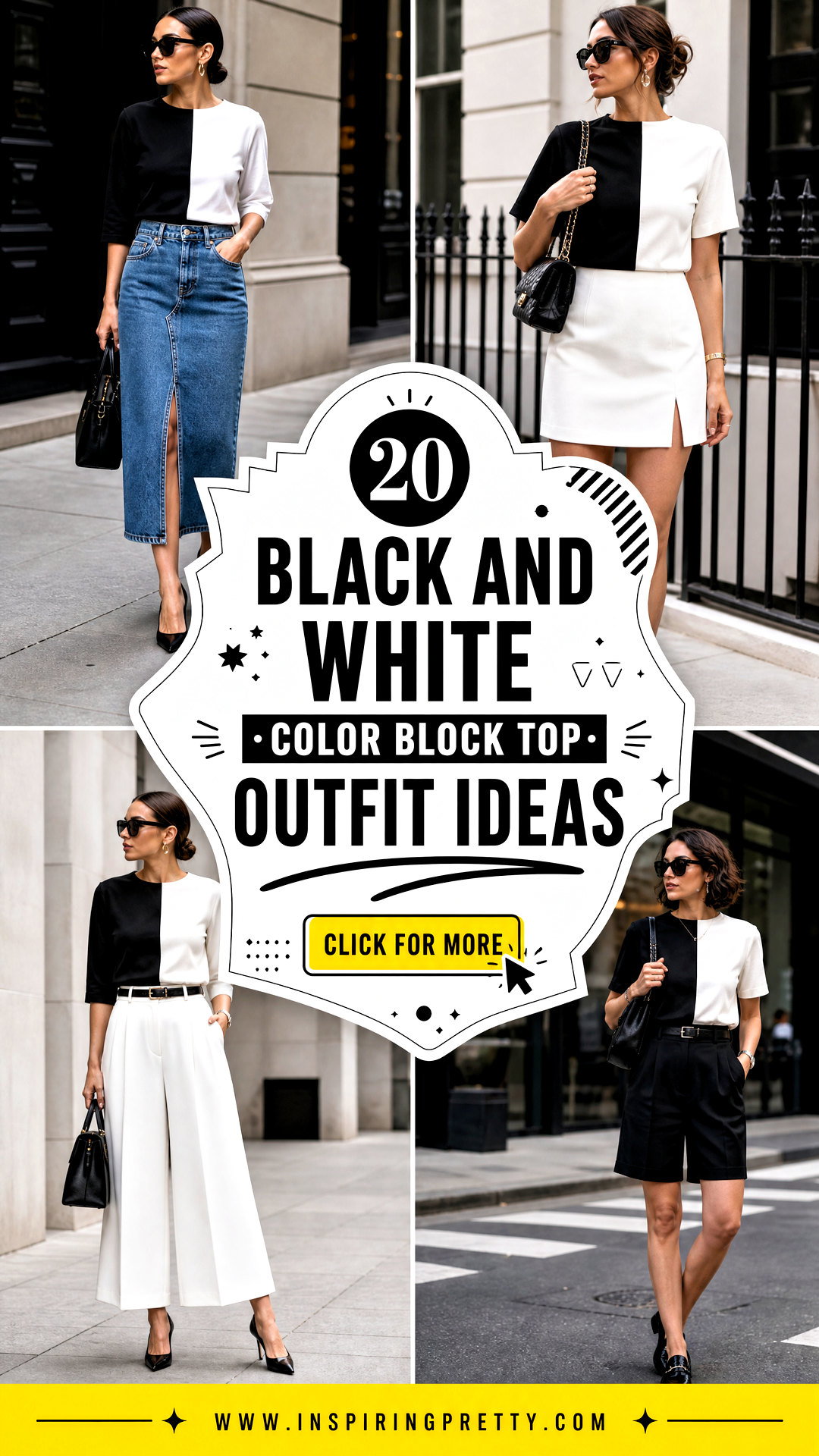 20 Black and White Color Block Top Outfit Ideas for Chic Style - 20 Black and White Color Block Top Outfit Ideas for Chic Style