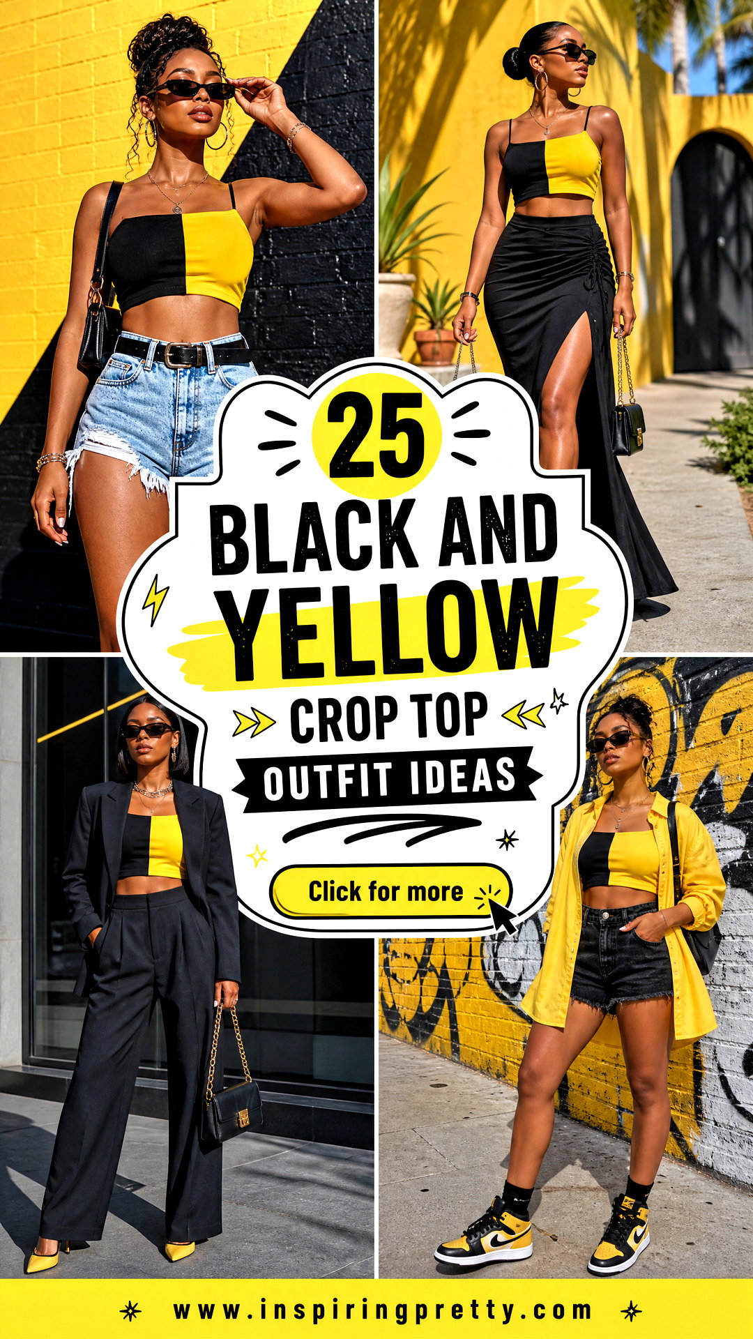 25 Black and Yellow Crop Top Outfit Ideas for Bold Style - 25 Black and Yellow Crop Top Outfit Ideas for Bold Style
