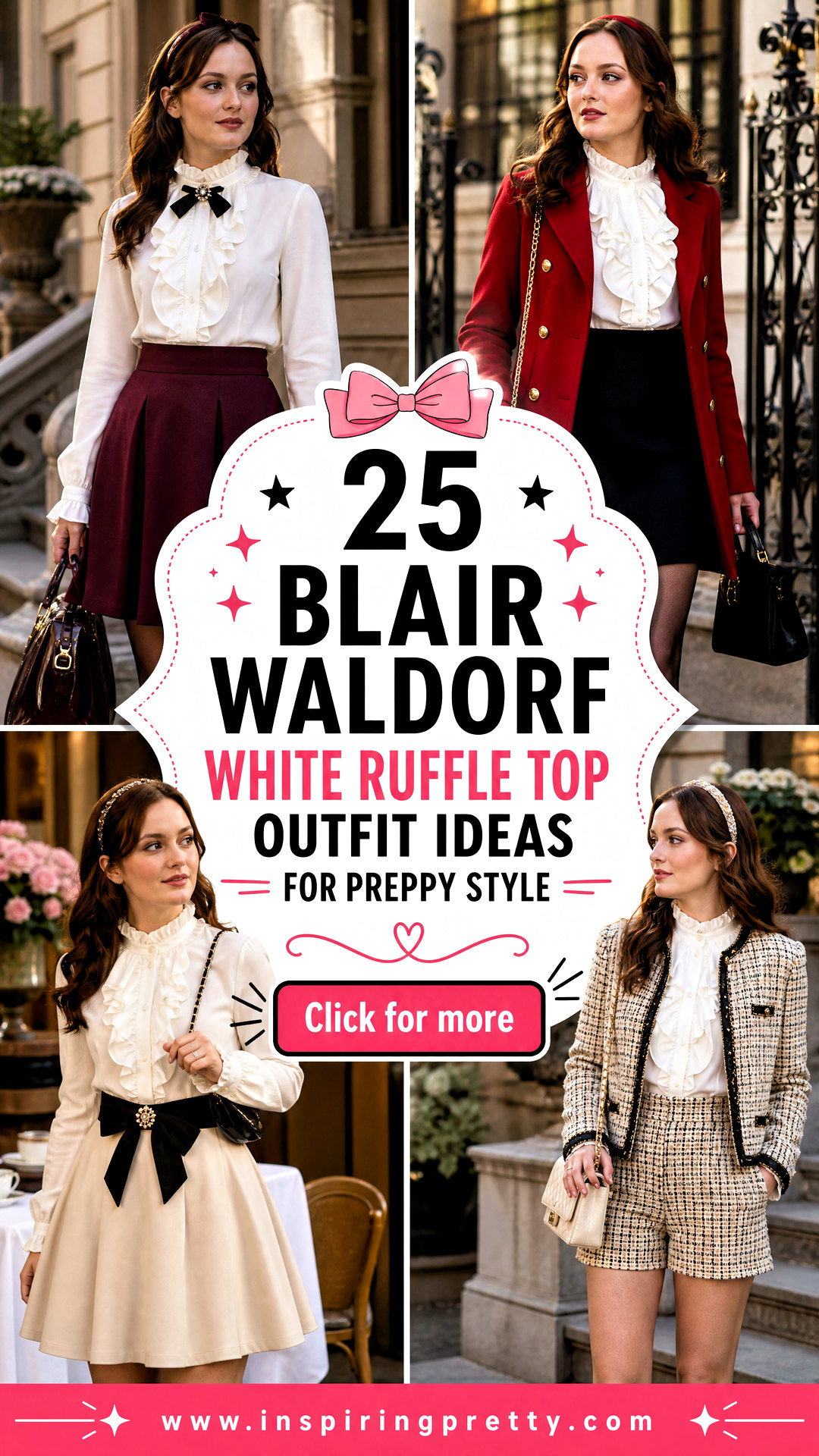 25 Blair Waldorf White Ruffle Top Outfit Ideas for Preppy Style - 25 Blair Waldorf White Ruffle Top Outfit Ideas for Preppy Style