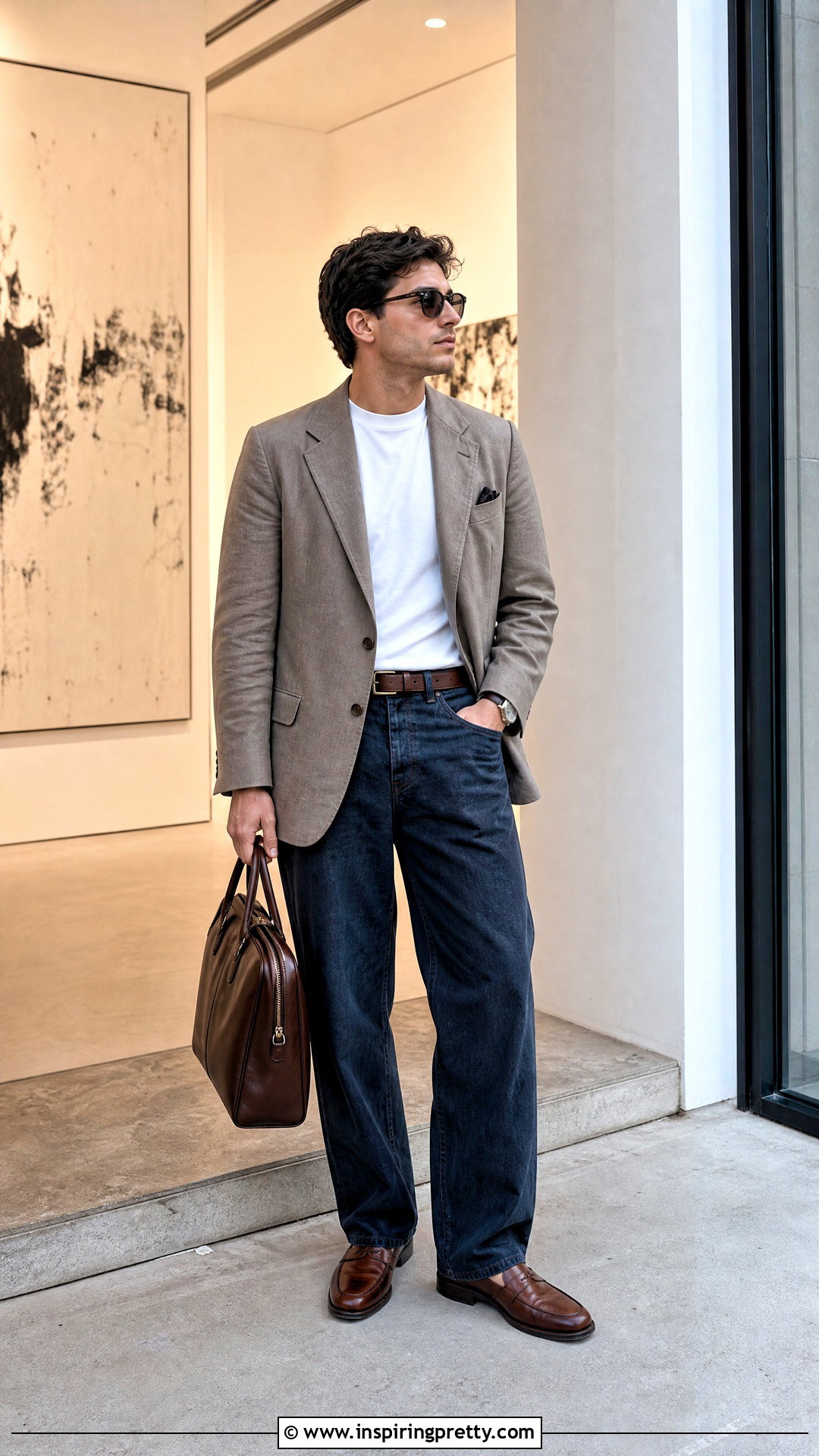 Blazer And T Shirt With Baggy Jeans - 20 tops to wear with baggy jeans men