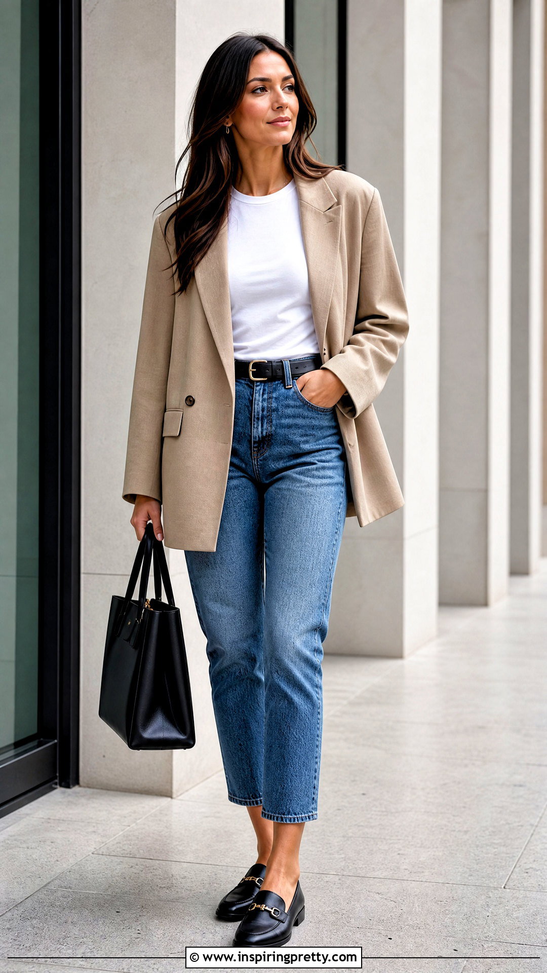Blazer And T Shirt With Jeans - 50 jeans top outfit ideas