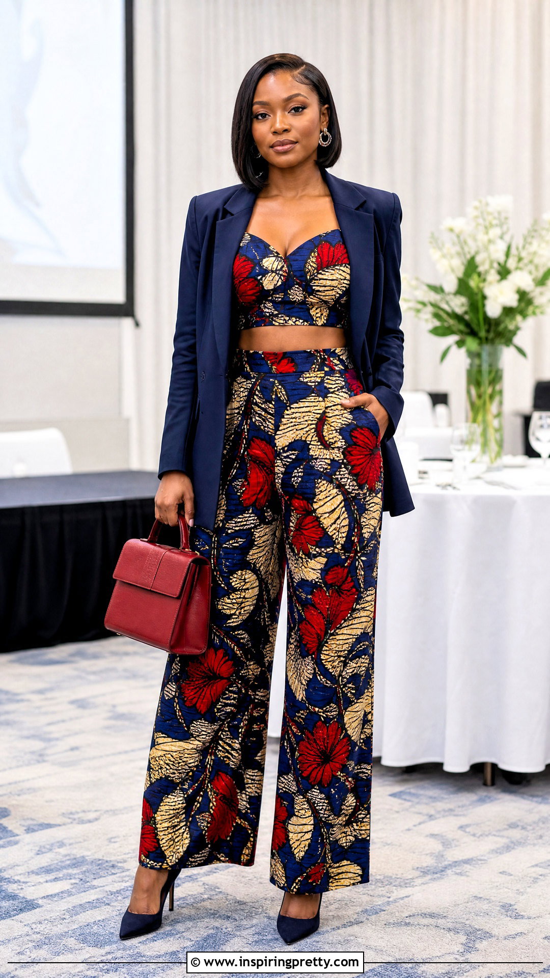 Blazer Ankara Palazzo Trouser And Crop Top Outfit - 50 Ankara Palazzo Trouser And Crop Top outfit ideas