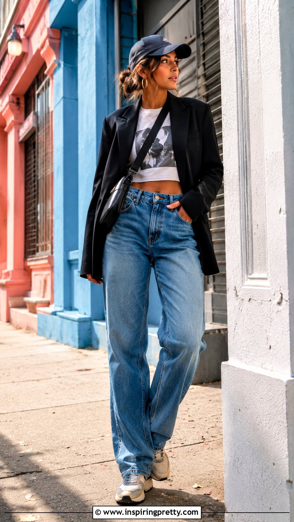 Blazer Graphic Crop Top Jeans - 20 blazer with crop top and jeans