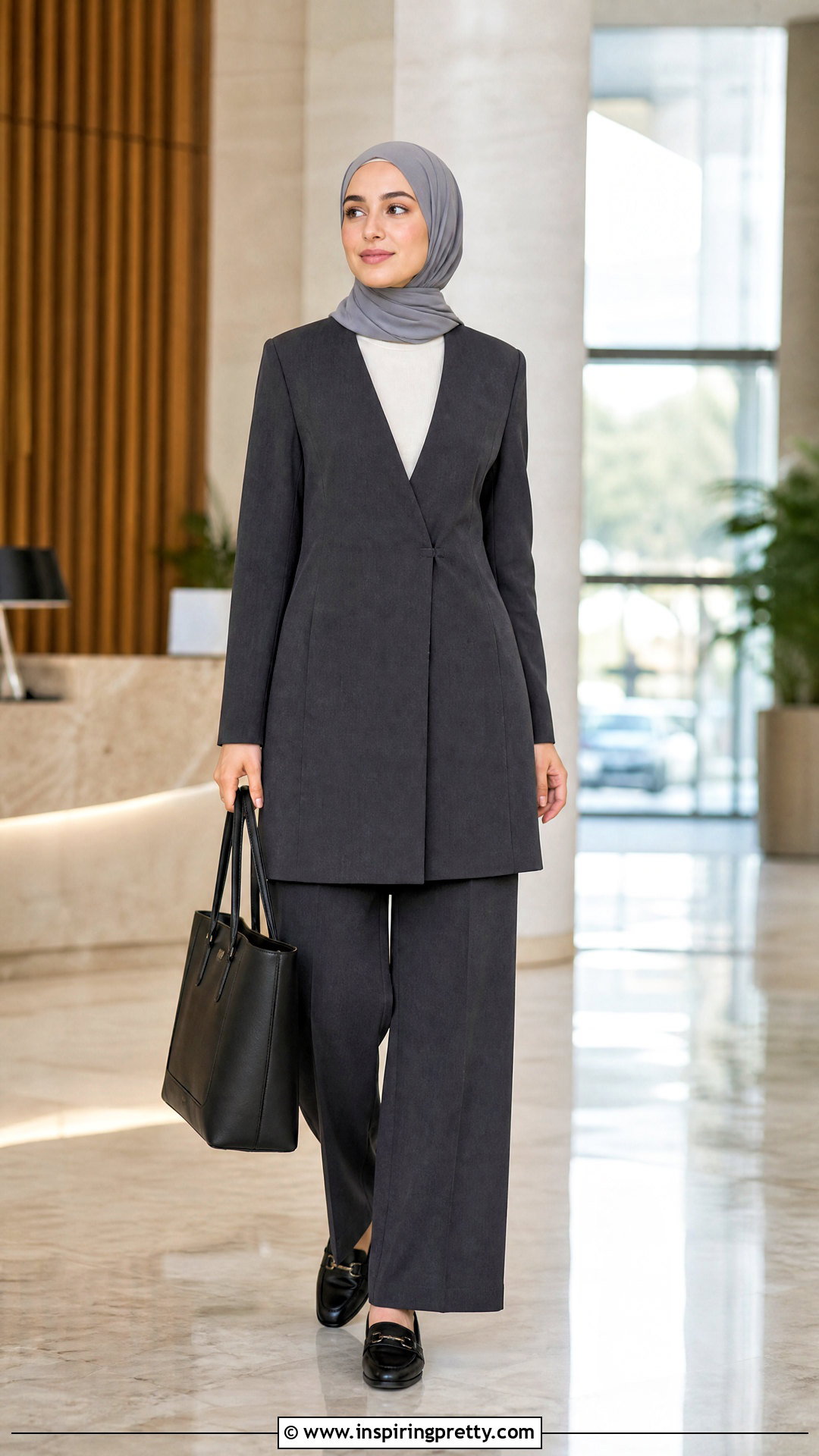 Blazer Long Top With Wide Leg Trousers - 50 long tops designs for muslims