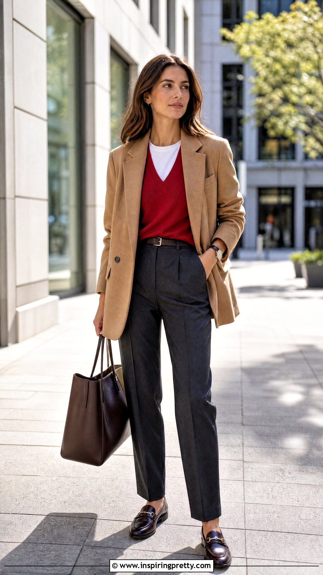 Blazer Over T Shirt And Sweater Vest Outfit - 50 layered tops outfit ideas