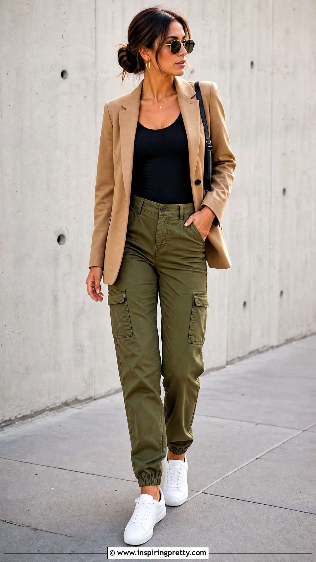 Blazer Top With Cargo Pants - 50 Blazer Top outfit ideas