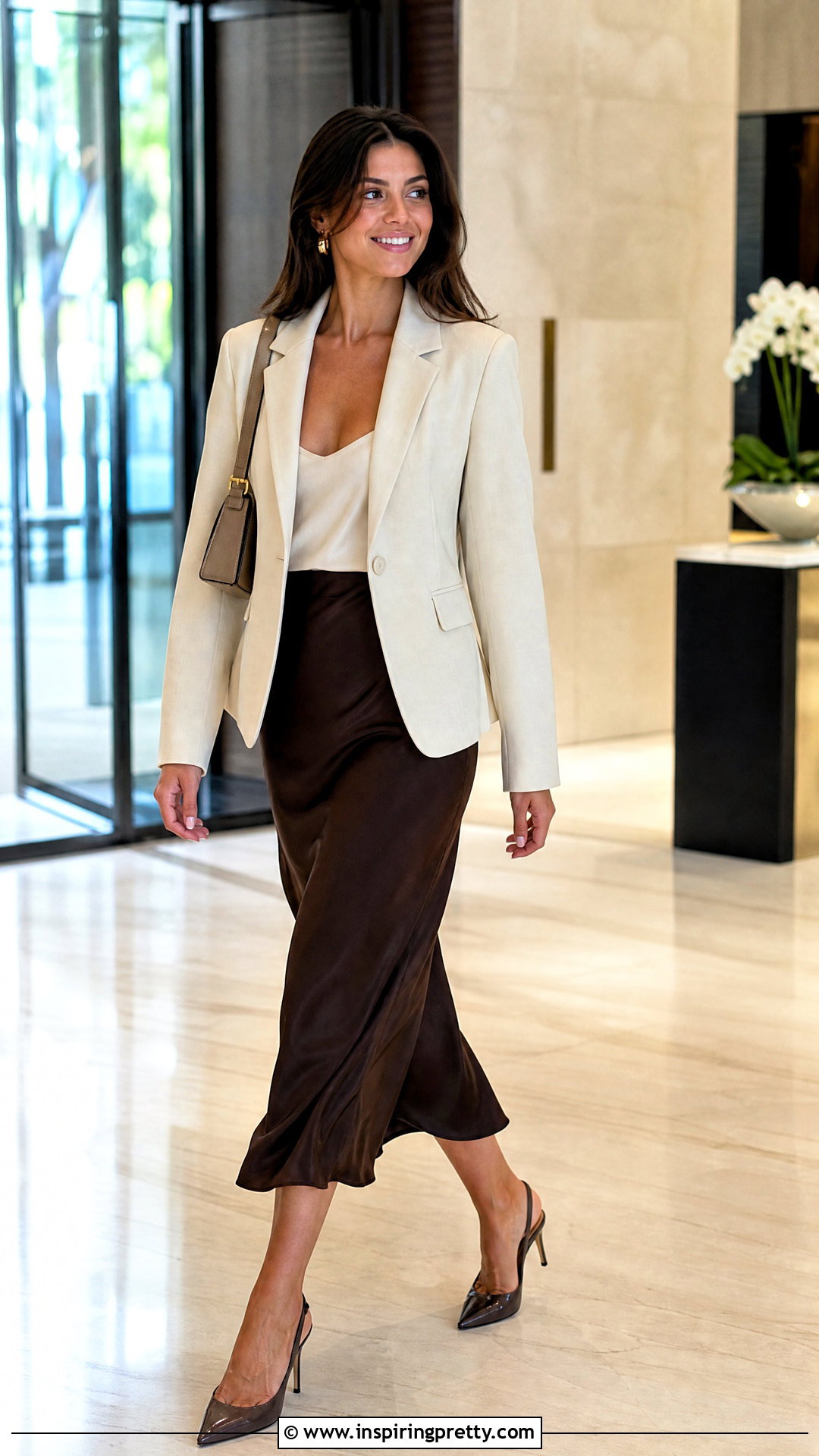 Blazer Top With Satin Slip Skirt - 50 Blazer Top outfit ideas