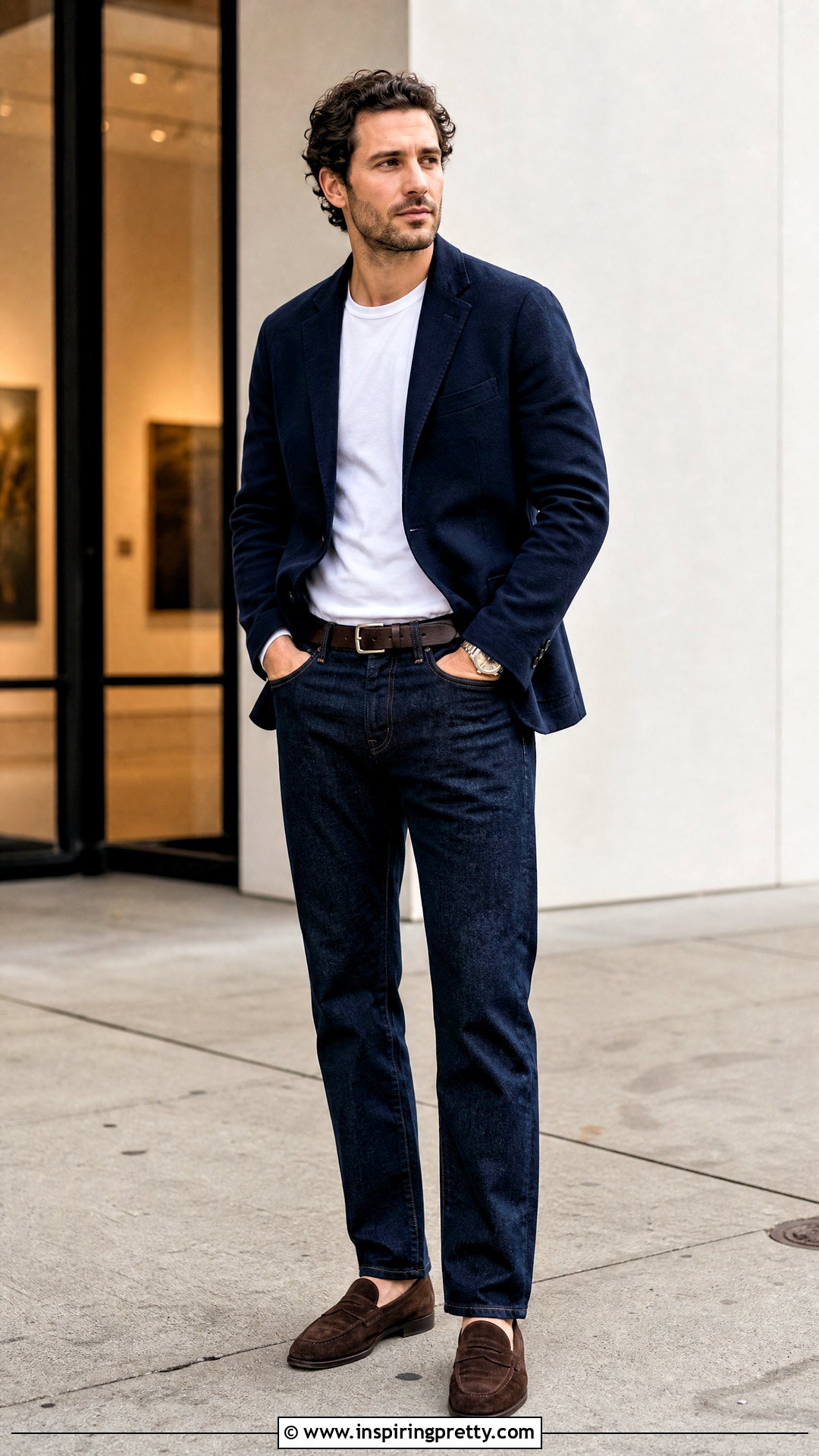 Blazer With T Shirt And Jeans - 50 mens tops outfit ideas