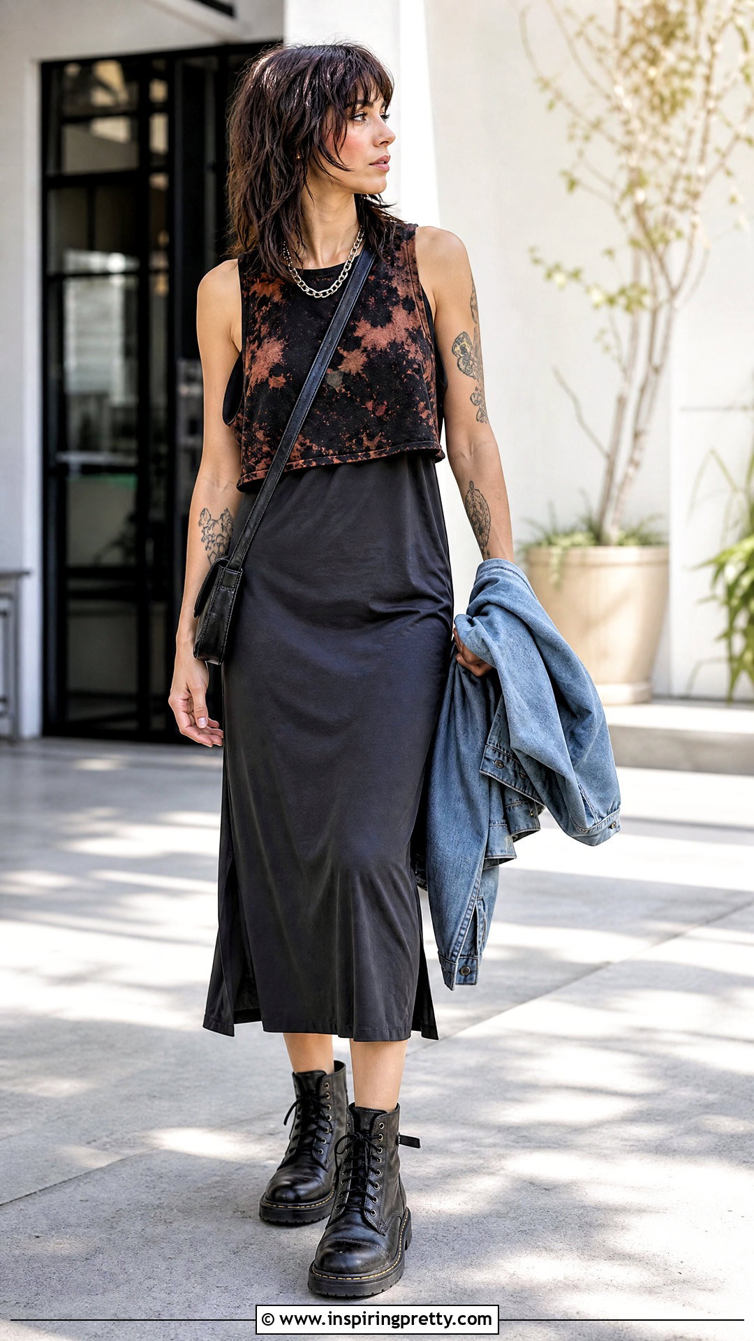 Bleach Tank Top Layered Over A Slip Dress - 50 bleach tank top outfit ideas