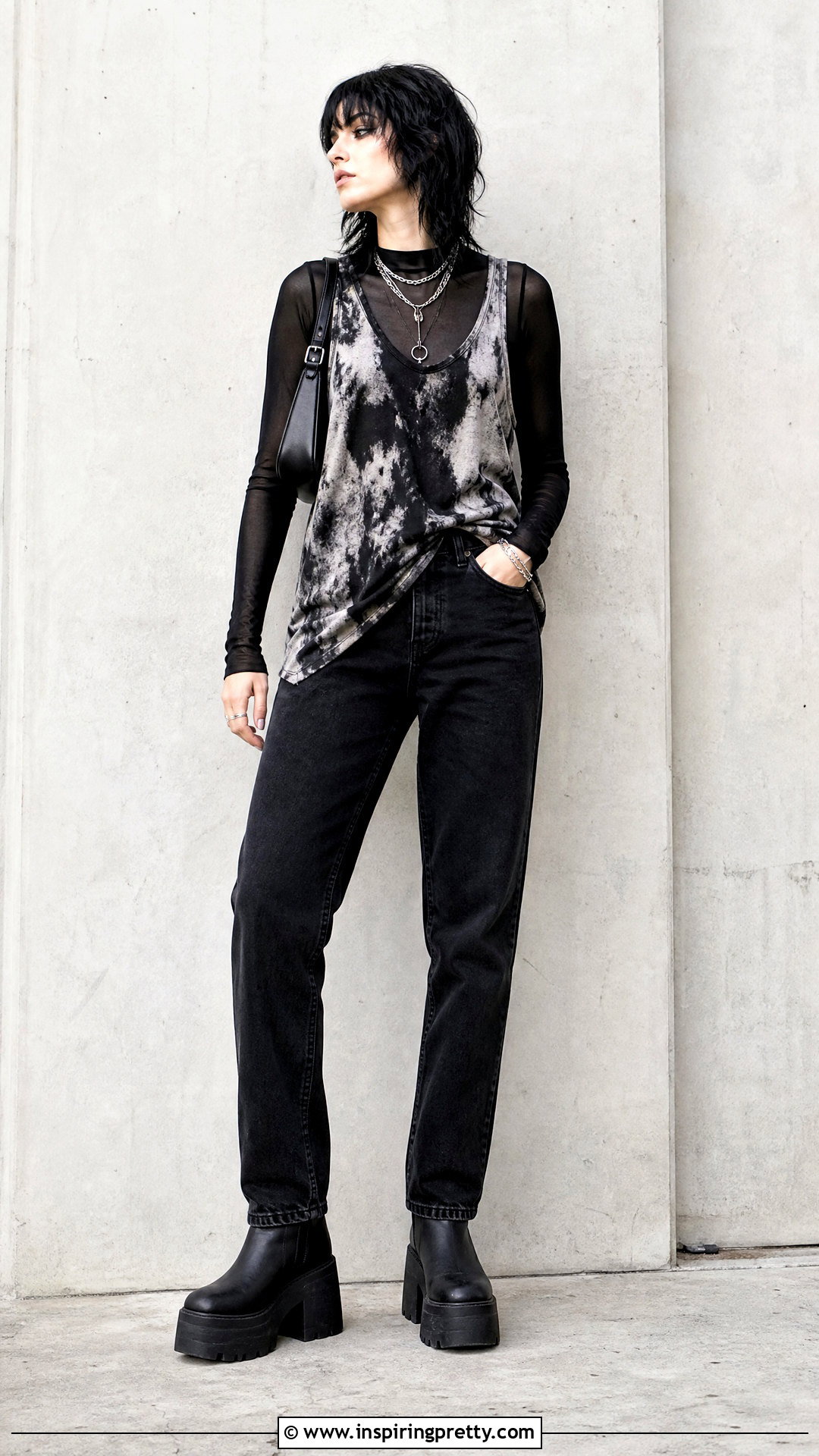 Bleach Tank Top Over A Mesh Long Sleeve Top - 50 bleach tank top outfit ideas