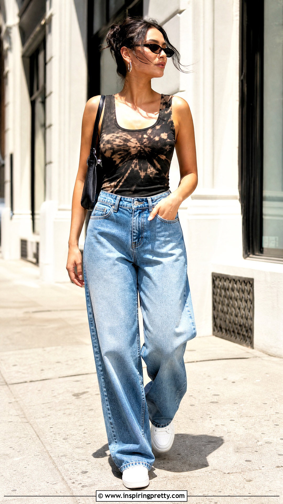 Bleach Tank Top With Baggy Jeans - 50 bleach tank top outfit ideas