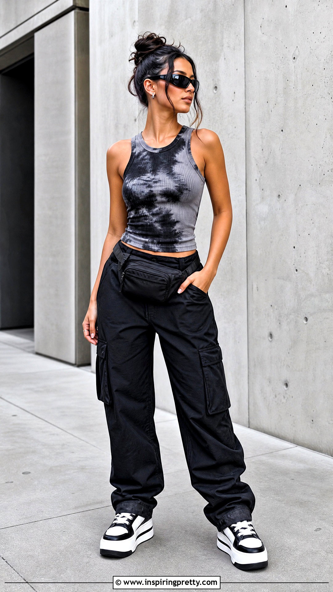 Bleach Tank Top With Black Cargo Pants - 50 bleach tank top outfit ideas