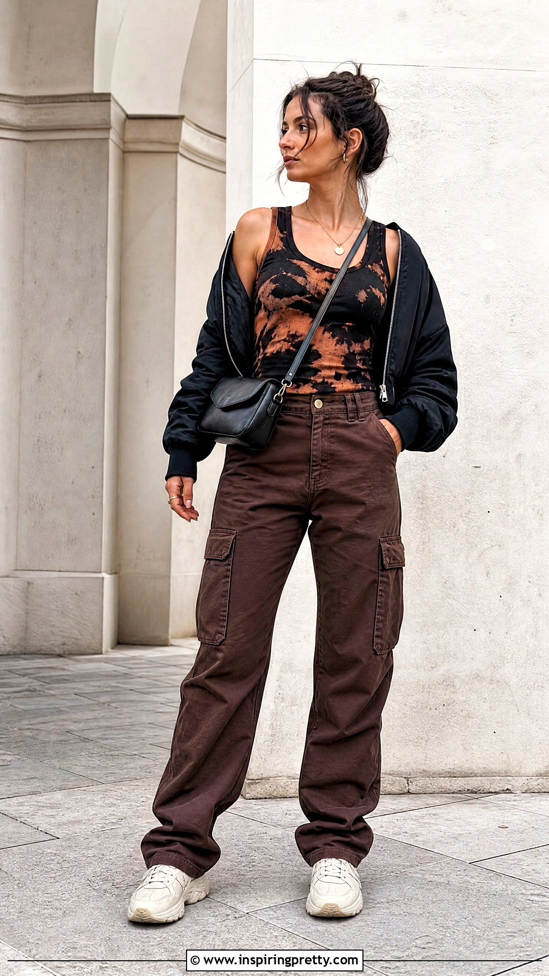 Bleach Tank Top With Brown Cargo Pants - 50 bleach tank top outfit ideas