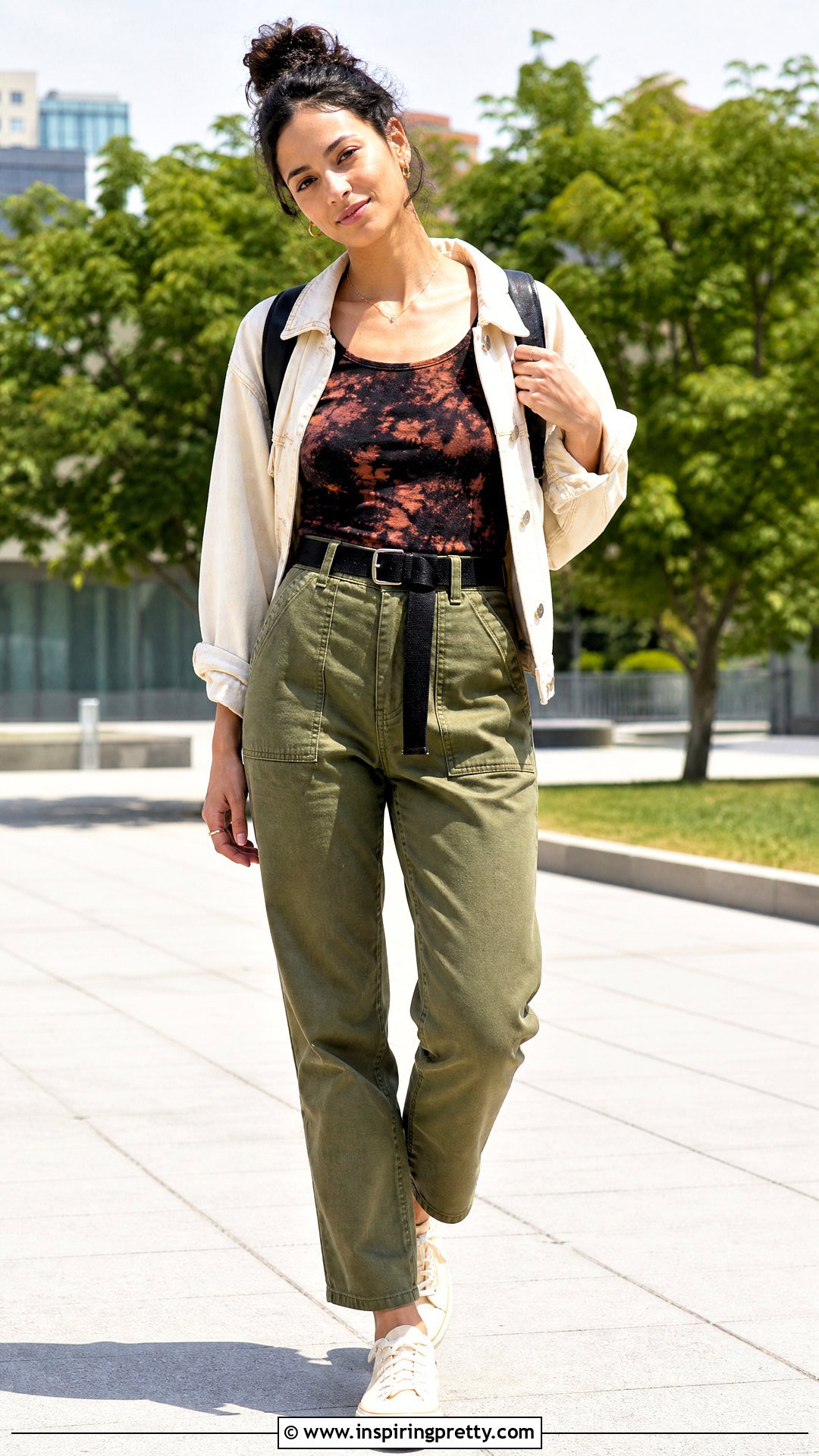 Bleach Tank Top With Green Utility Pants - 50 bleach tank top outfit ideas