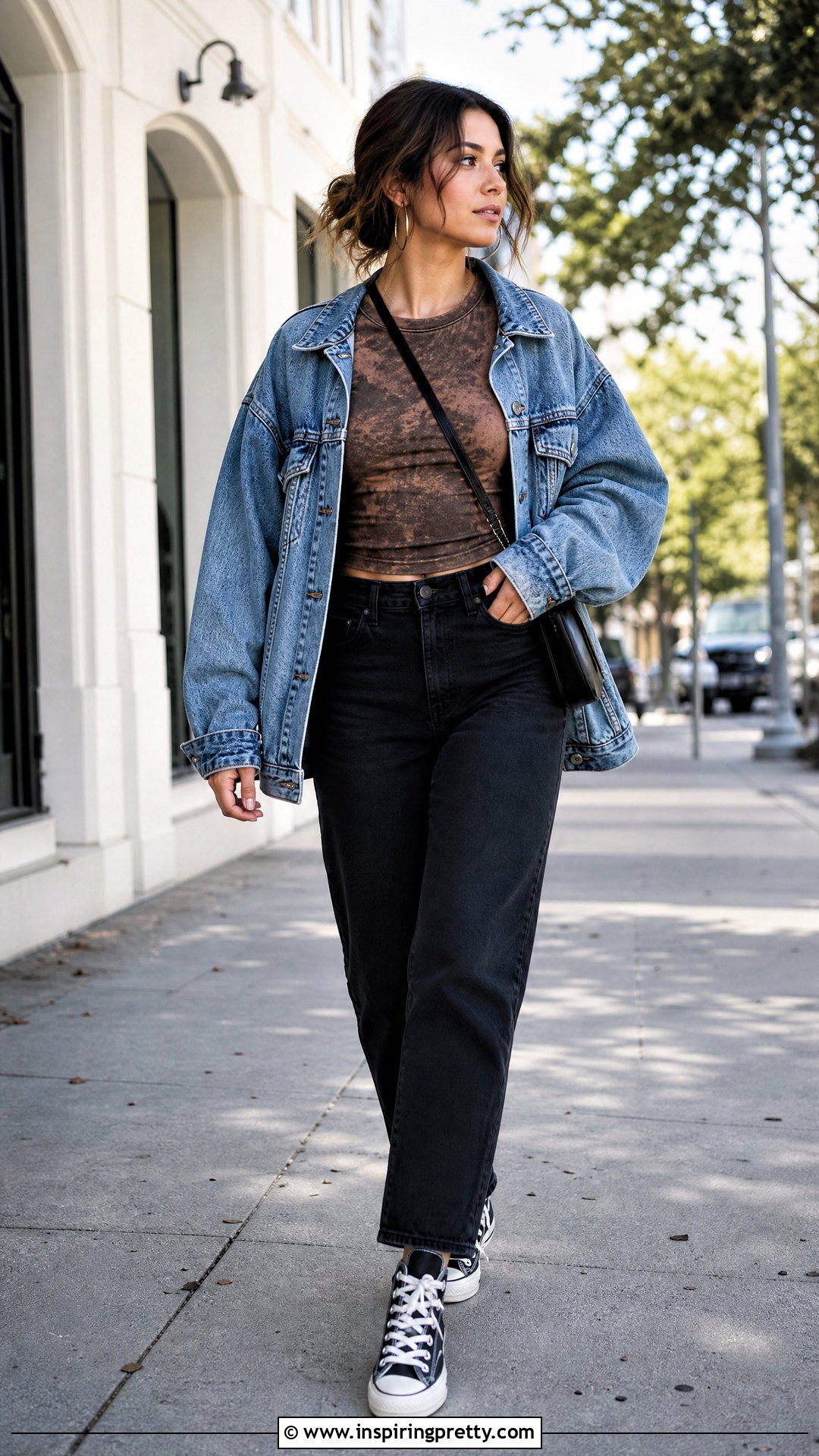 Bleach Top With Oversized Denim Jacket - 50 bleach top outfit ideas