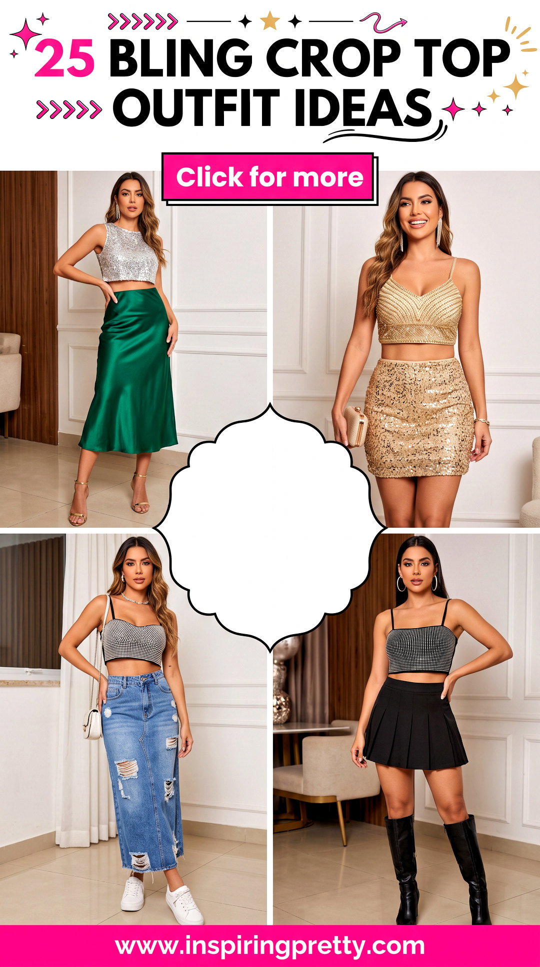 25 Bling Crop Top Outfit Ideas for Dazzling Party Looks - 25 Bling Crop Top Outfit Ideas for Dazzling Party Looks