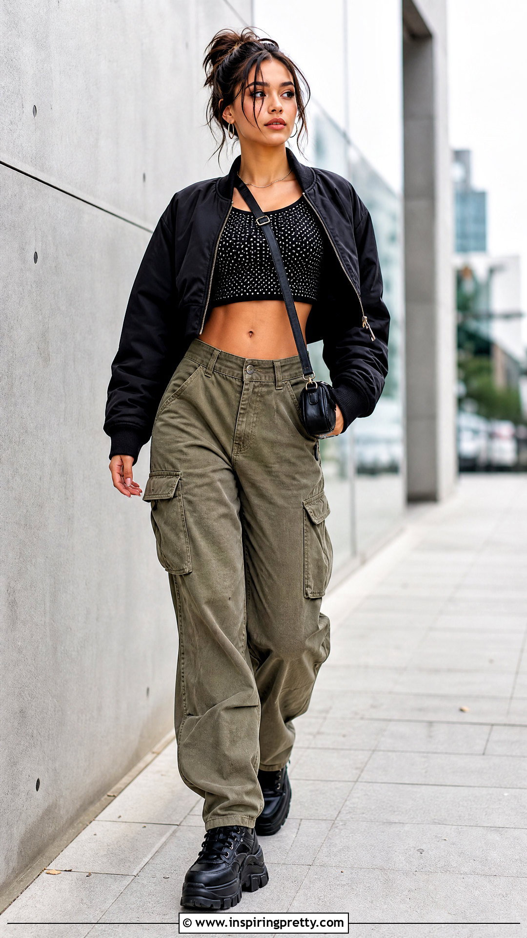 Bling Crop Top With Cargo Pants - 25 Bling Crop Top outfit ideas