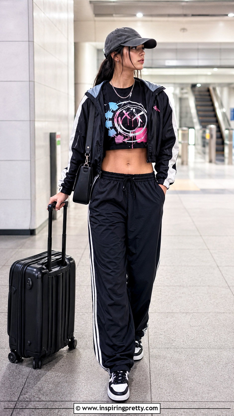 Blink Crop Top With Track Pants - 20 Blink 182 Crop Top outfit ideas