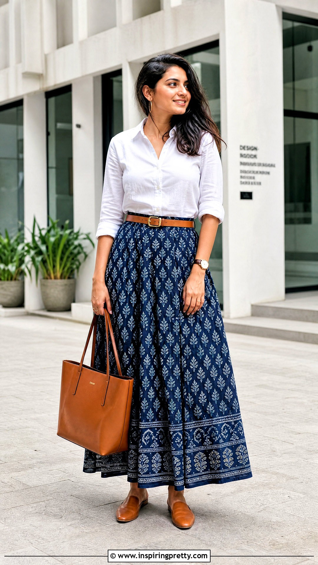 Block Print Indian Skirt And White Shirt Outfit - 50 indian skirt and top outfits
