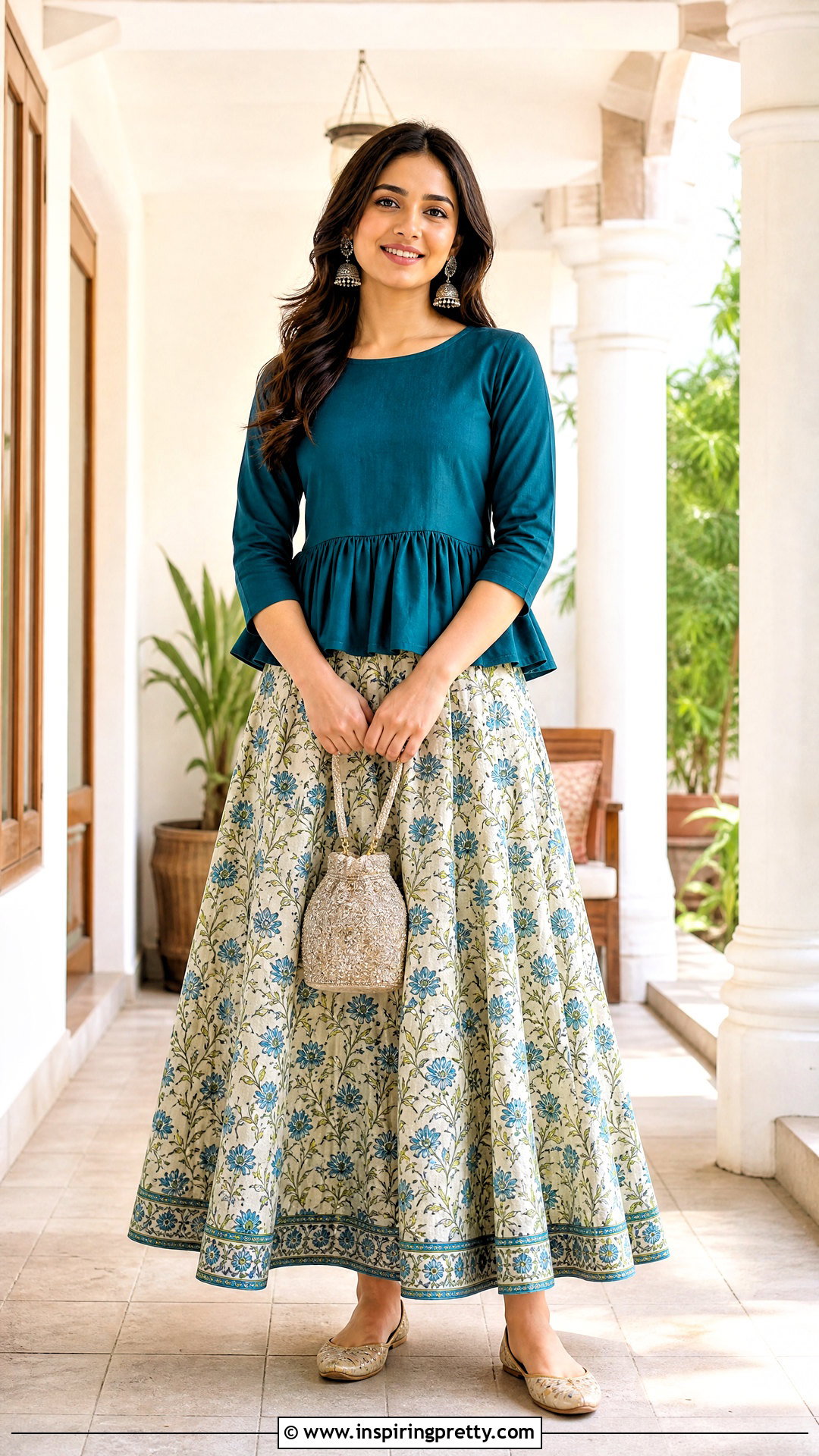 Block Print Skirt And Peplum Top Indian Outfit - 50 skirt and top indian outfits