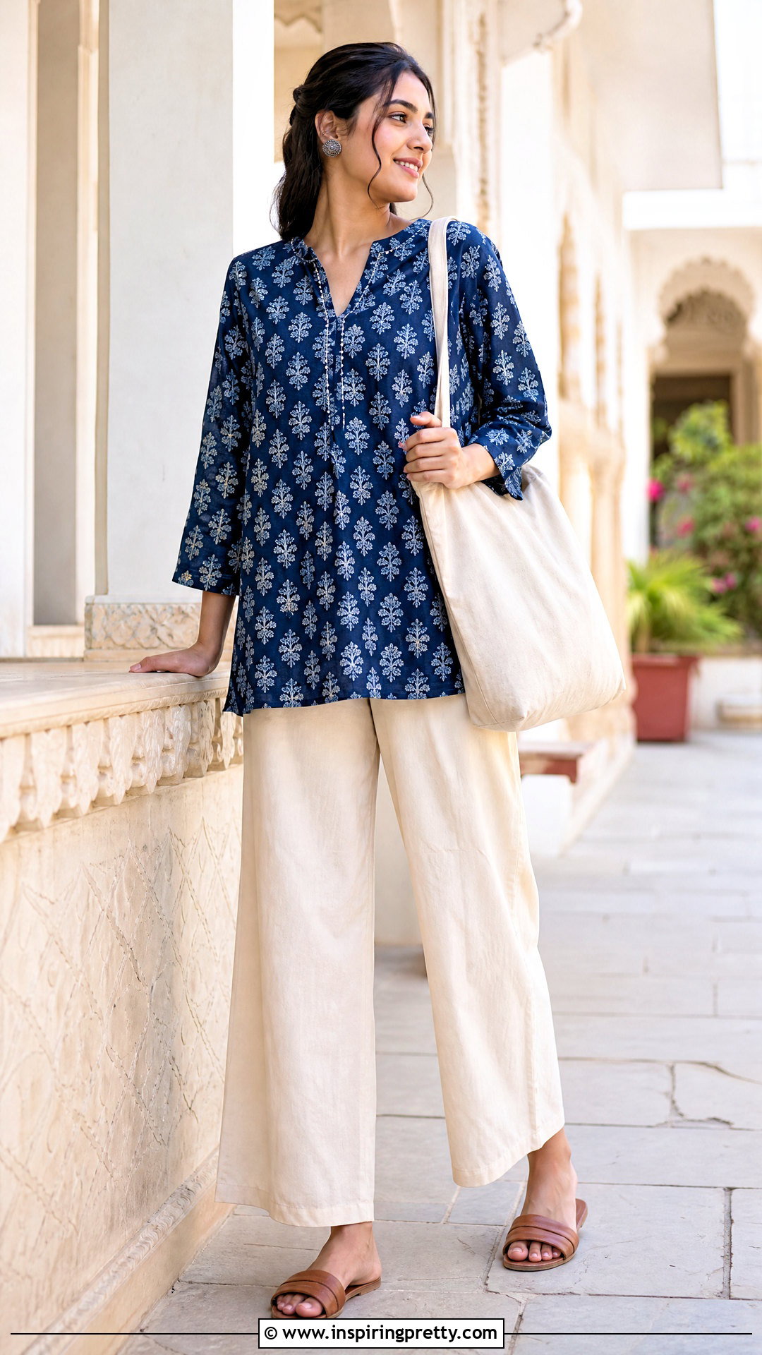 Block Print Top With Palazzo Pants - 50 traditional tops for women