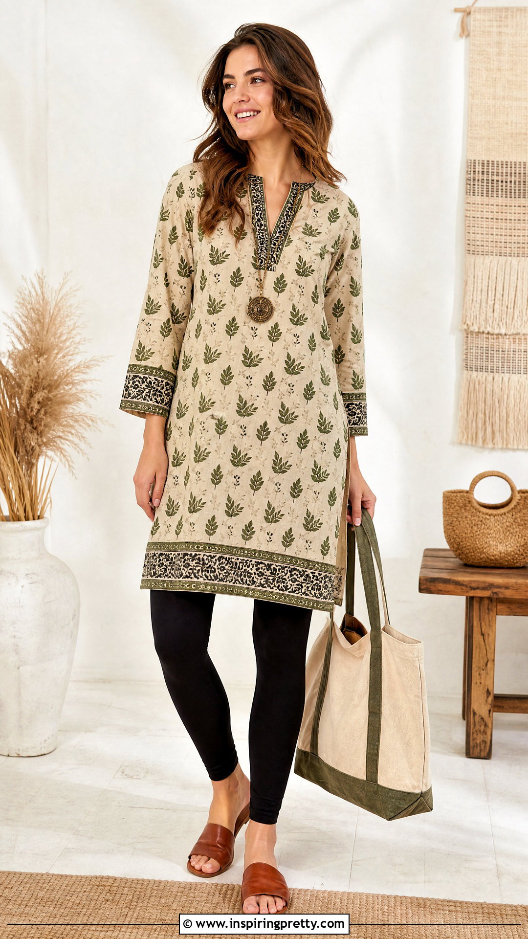 Block Print Tunic With Leggings - 25 diy boho tops upcycled clothing ideas