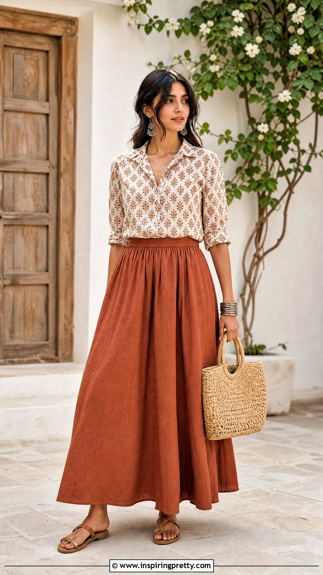 Block Printed Top With Maxi Skirt - 50 printed tops for women