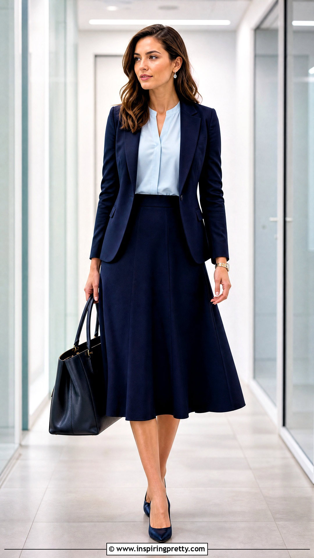 Blouse And Flare Skirt Work Outfit - 50 flare skirt and top outfit ideas
