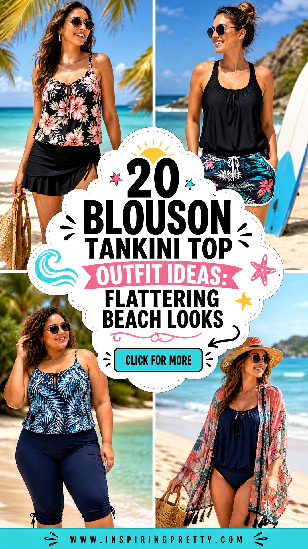 20 Blouson Tankini Top Outfit Ideas Flattering Beach Looks - 20 Blouson Tankini Top Outfit Ideas: Flattering Beach Looks