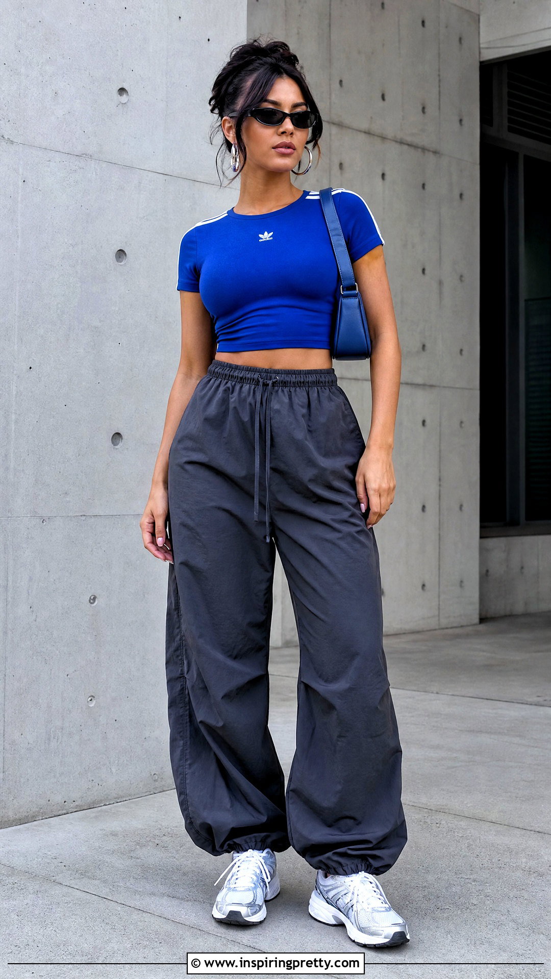 Blue Adidas Crop Top With Parachute Pants - 25 Blue Adidas Crop Tops