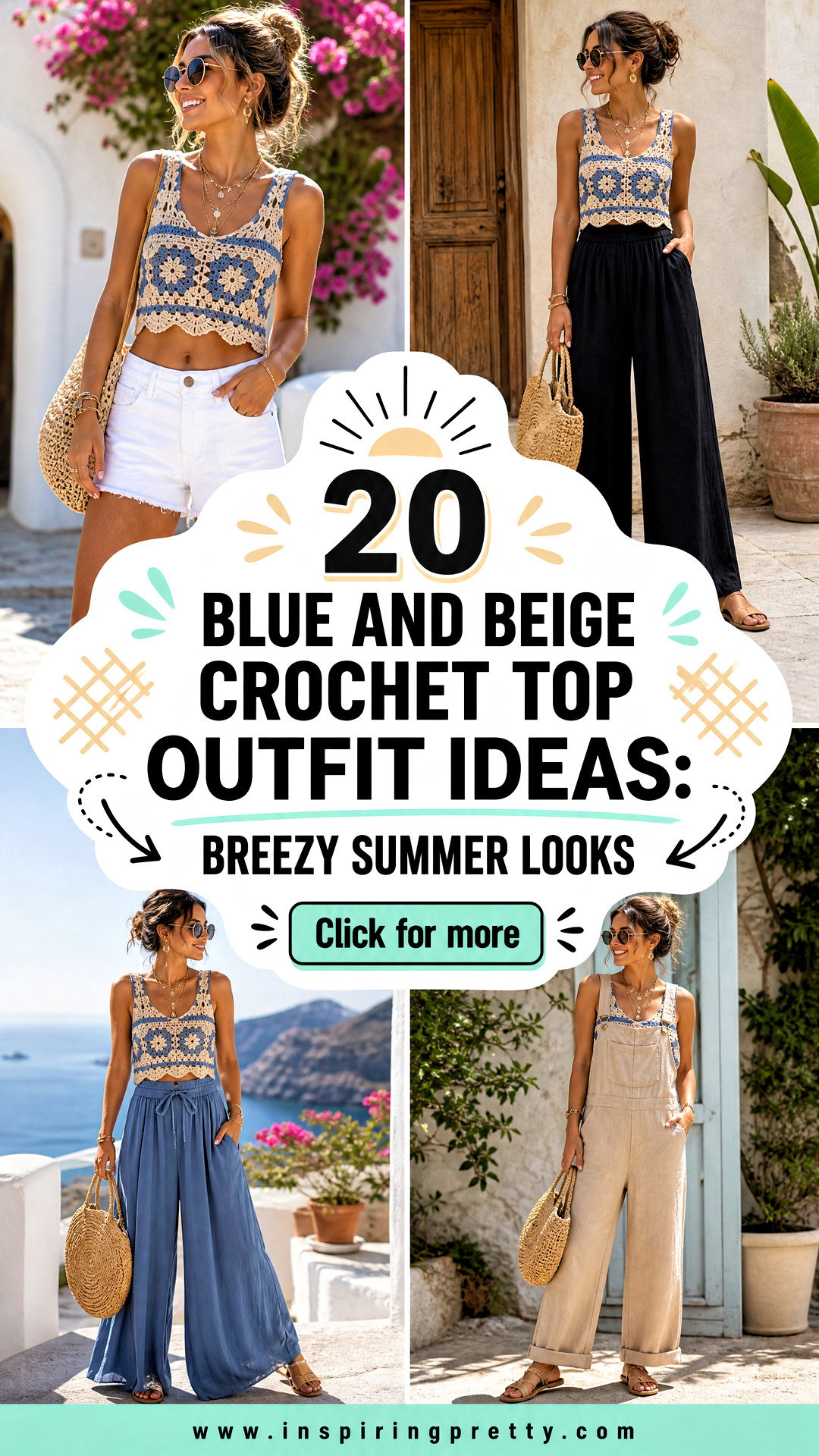 20 Blue And Beige Crochet Top Outfit Ideas Breezy Summer Looks - 20 Blue And Beige Crochet Top Outfit Ideas: Breezy Summer Looks