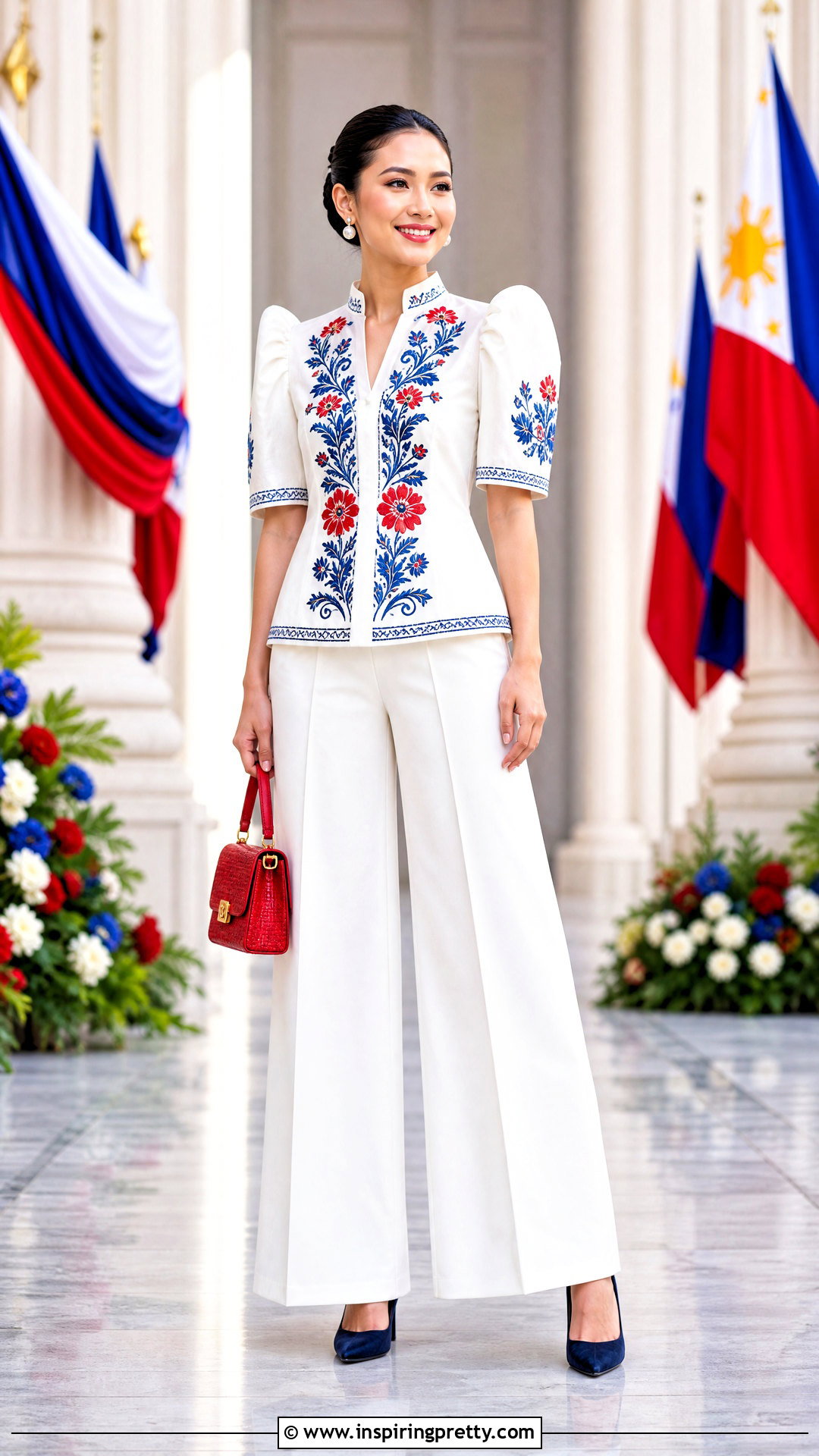 Blue And Red Filipiniana Top With White Pants - 50 modern filipiniana top and pants