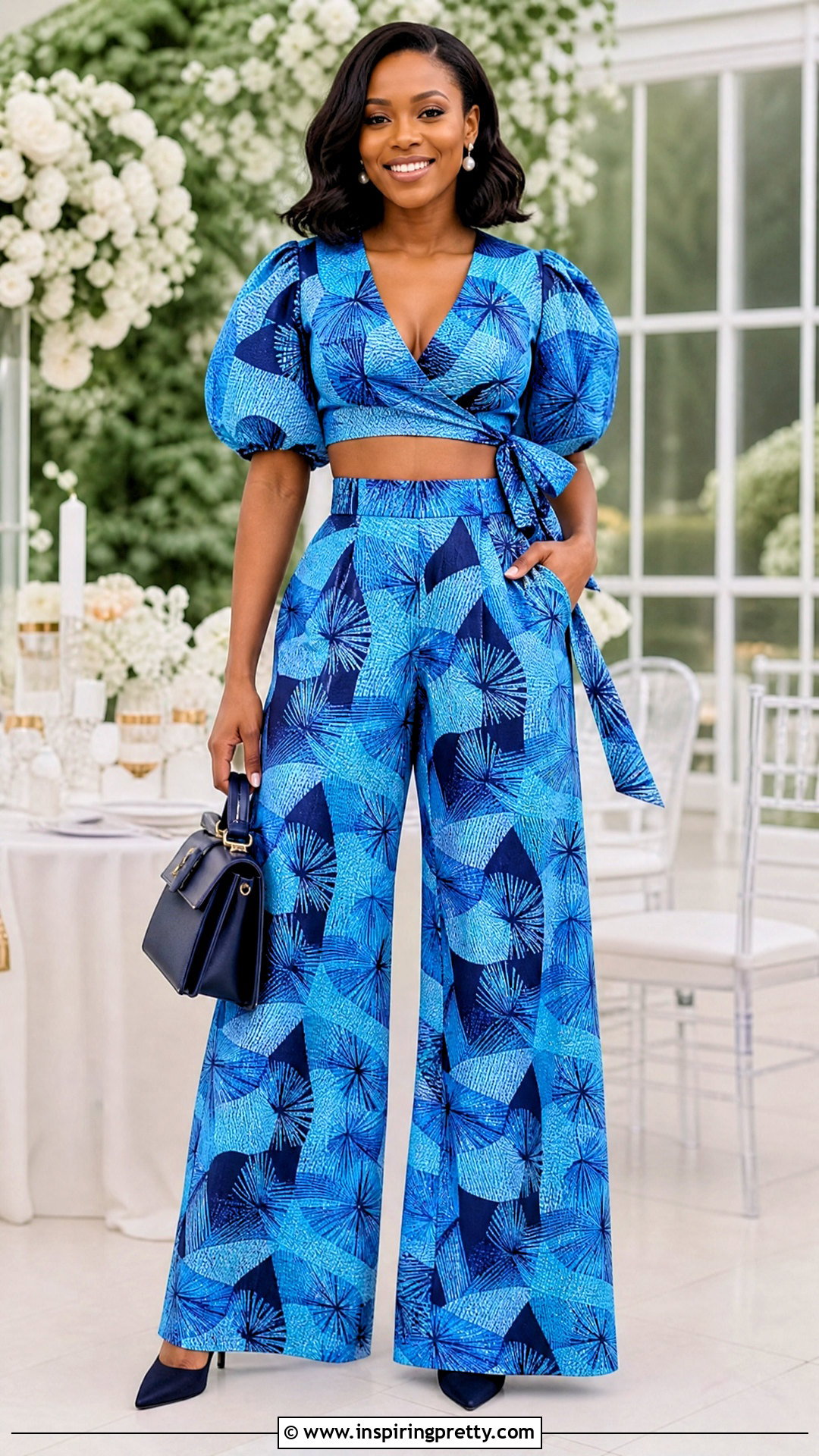 Blue Ankara Crop Top And Palazzo Pants - 50 ankara crop top and palazzo pants
