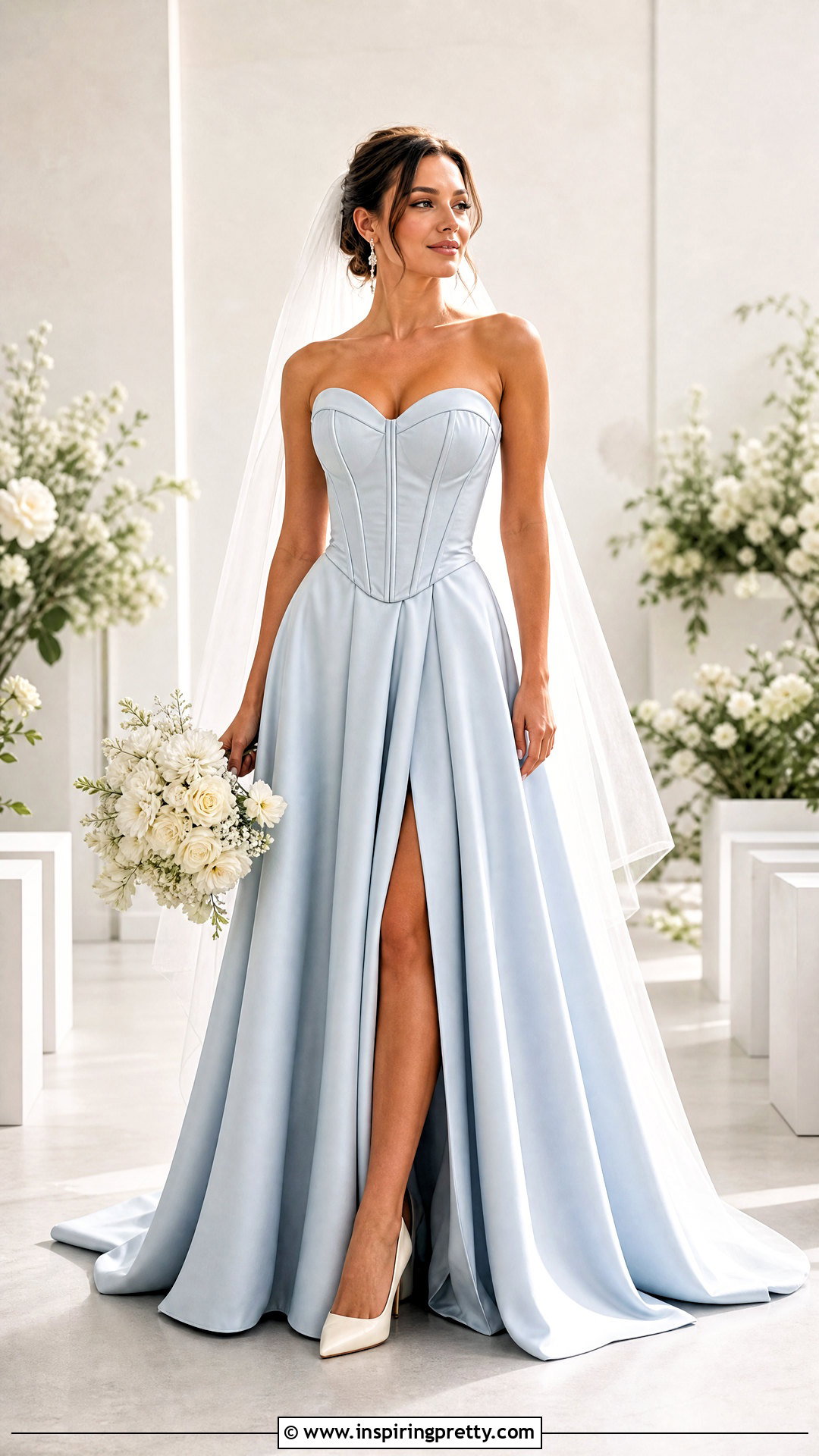 Blue Corset Wedding Dress With Satin Skirt - 50 wedding dress corset top outfit ideas
