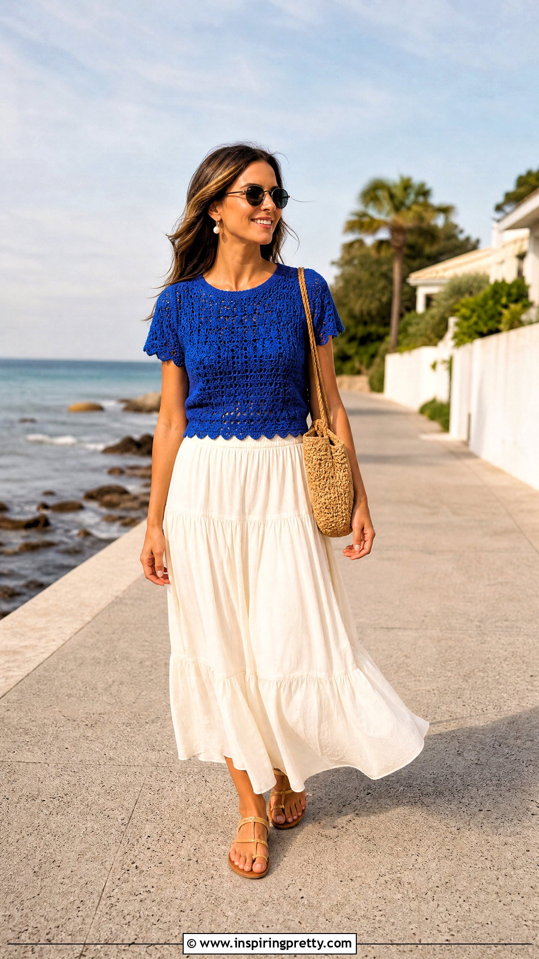 Blue Crochet Top With Ecru Maxi Skirt - 50 top tejidos a crochet