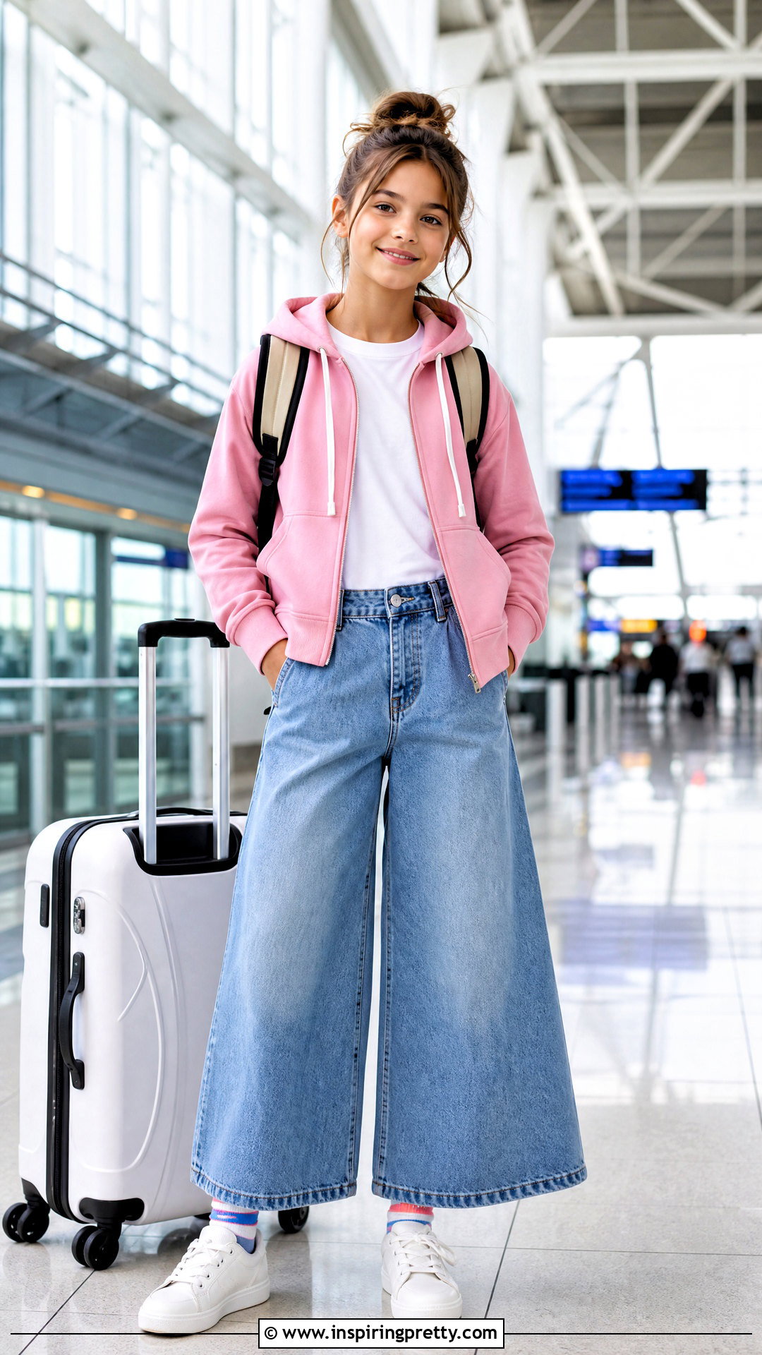 Blue Denim Palazzo With Pink Hoodie - 50 kids plazo with tops
