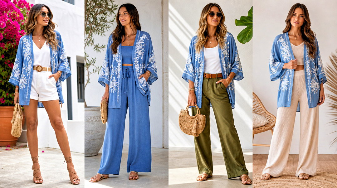 25 Blue Kimono Top Outfit Ideas for Breezy Summer Style
