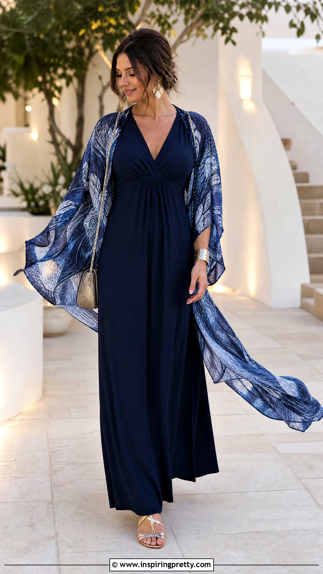 Blue Kimono Top With A Maxi Dress - 25 Blue Kimono Top outfit ideas